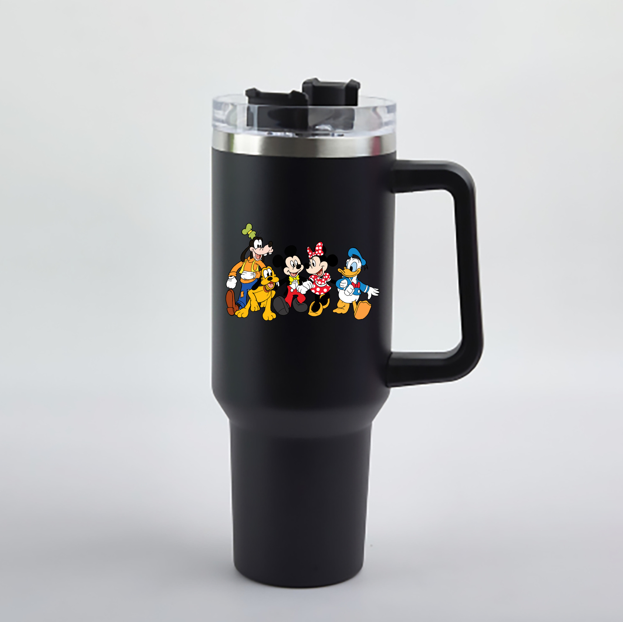 （画像用） ミッキーマウス Mickey Mouse 1200mL車用タンブラー - クリスタルステッカー（プラスチックストロー付き）