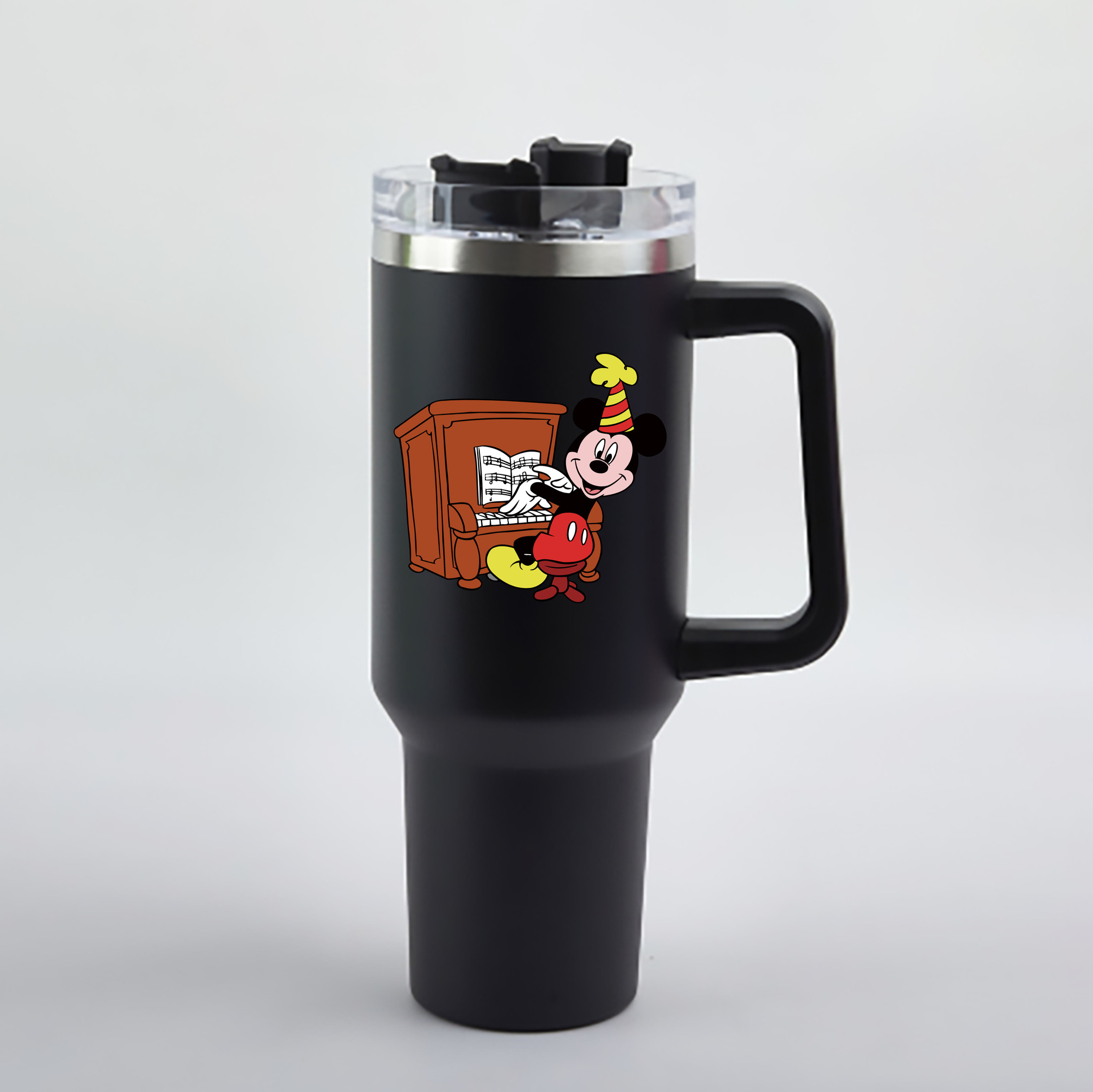 （画像用） ミッキーマウス Mickey Mouse 1200mL車用タンブラー - クリスタルステッカー（プラスチックストロー付き）