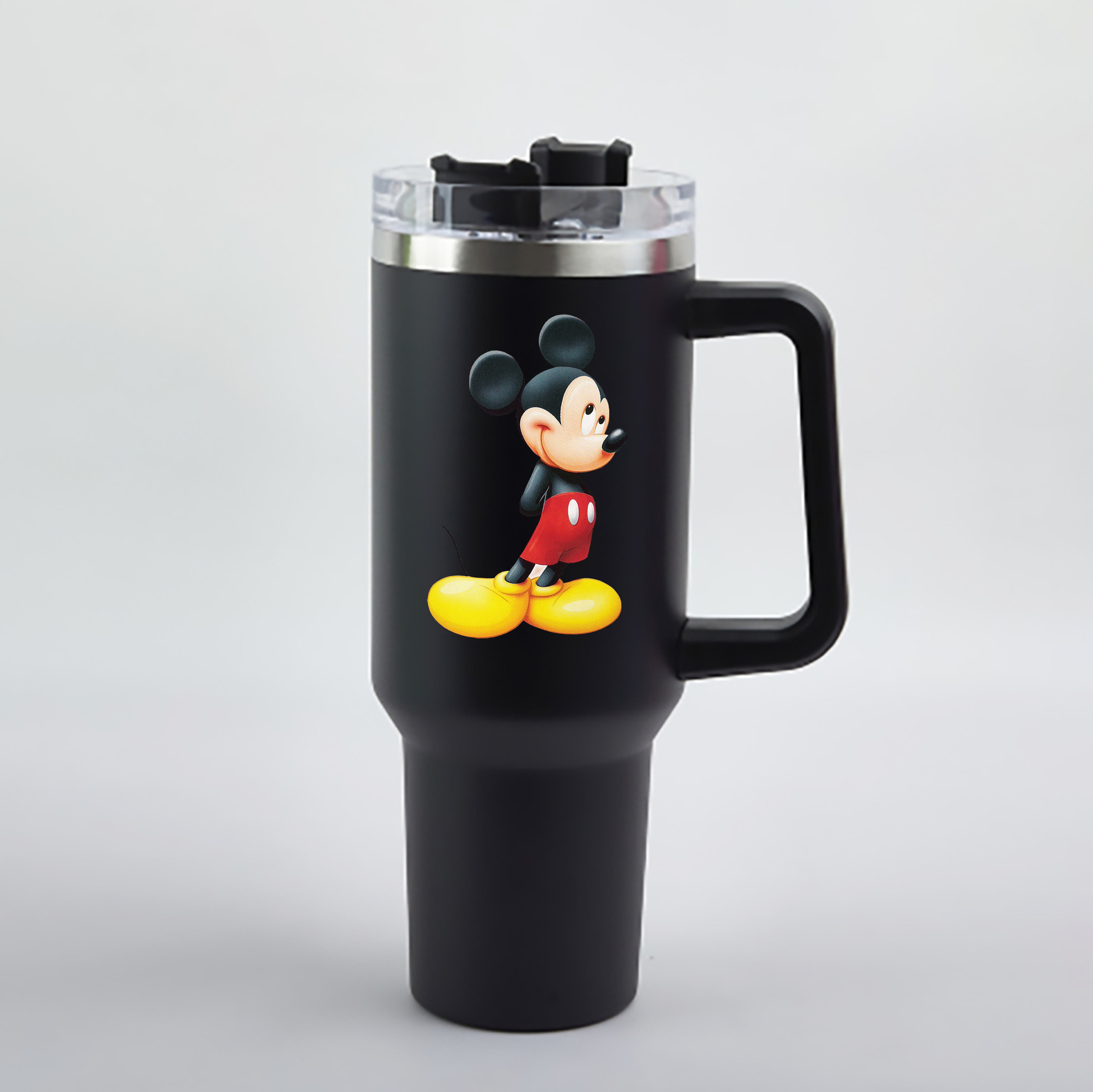 （画像用） ミッキーマウス Mickey Mouse 1200mL車用タンブラー - クリスタルステッカー（プラスチックストロー付き）