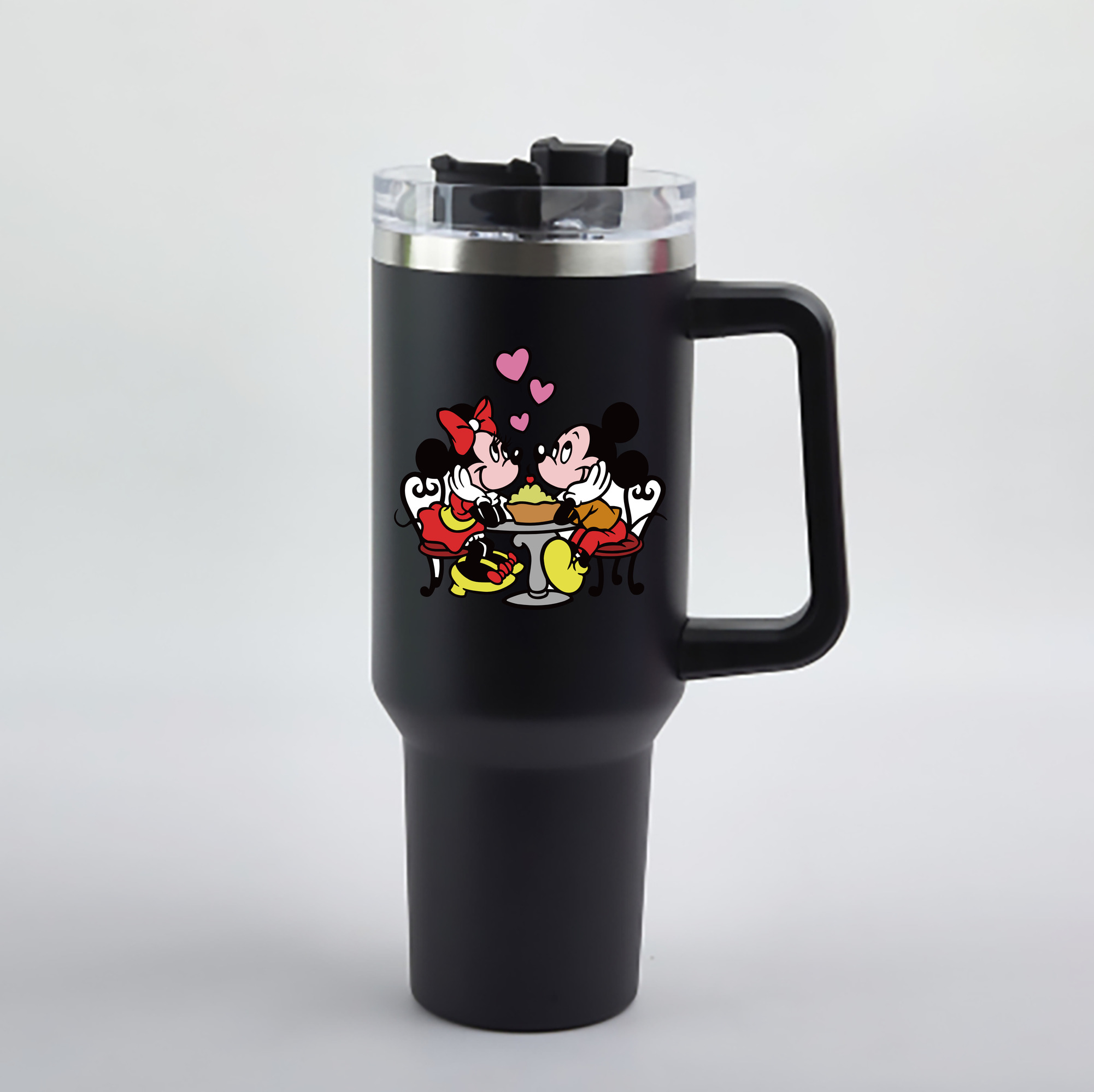 （画像用） ミッキーマウス Mickey Mouse 1200mL車用タンブラー - クリスタルステッカー（プラスチックストロー付き）
