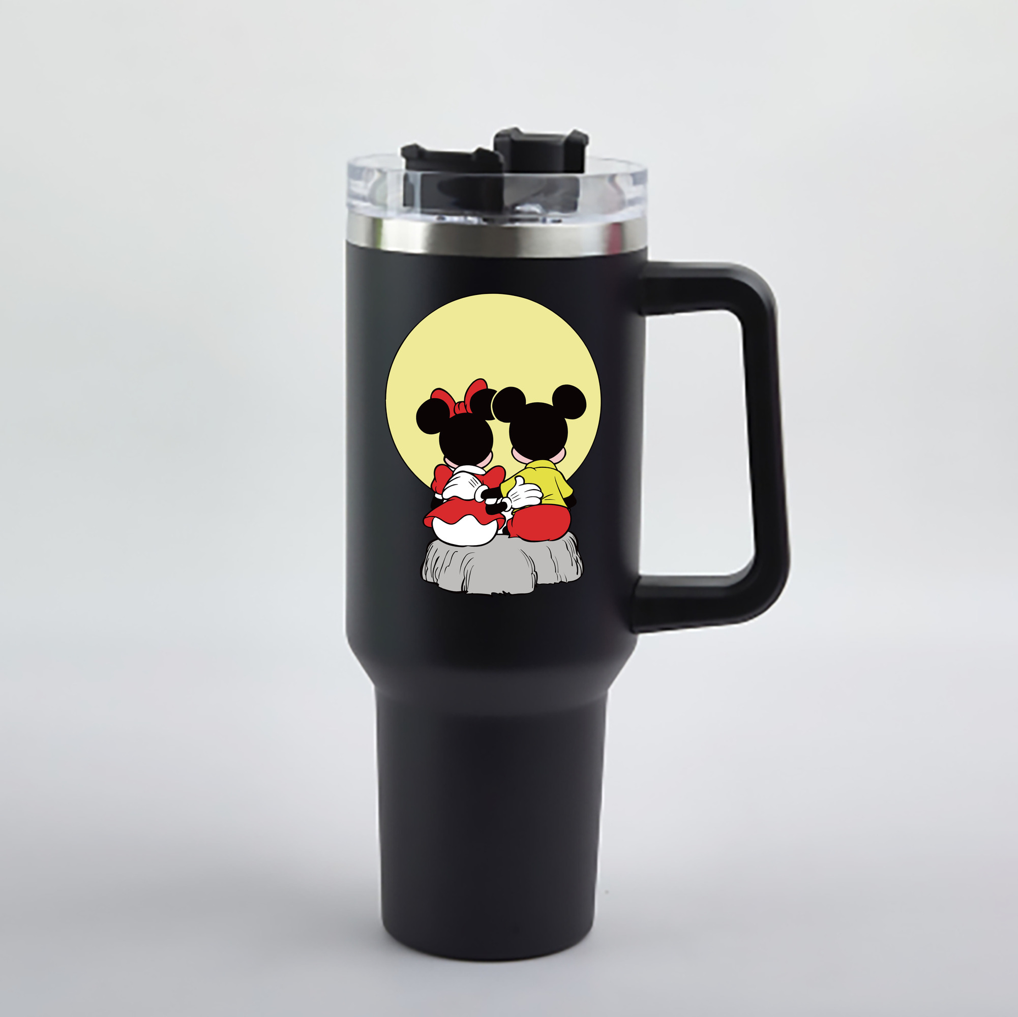 （画像用） ミッキーマウス Mickey Mouse 1200mL車用タンブラー - クリスタルステッカー（プラスチックストロー付き）
