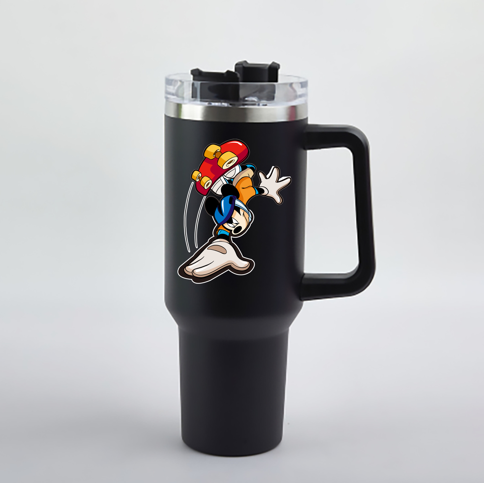 （画像用） ミッキーマウス Mickey Mouse 1200mL車用タンブラー - クリスタルステッカー（プラスチックストロー付き）