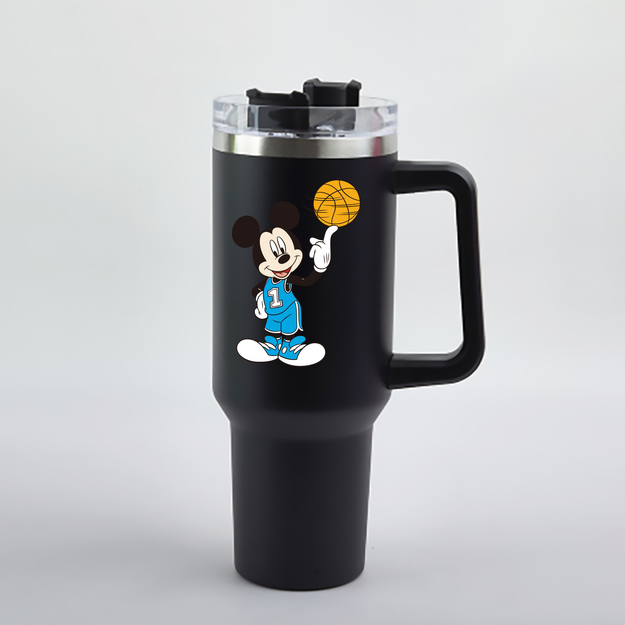 （画像用） ミッキーマウス Mickey Mouse 1200mL車用タンブラー - クリスタルステッカー（プラスチックストロー付き）