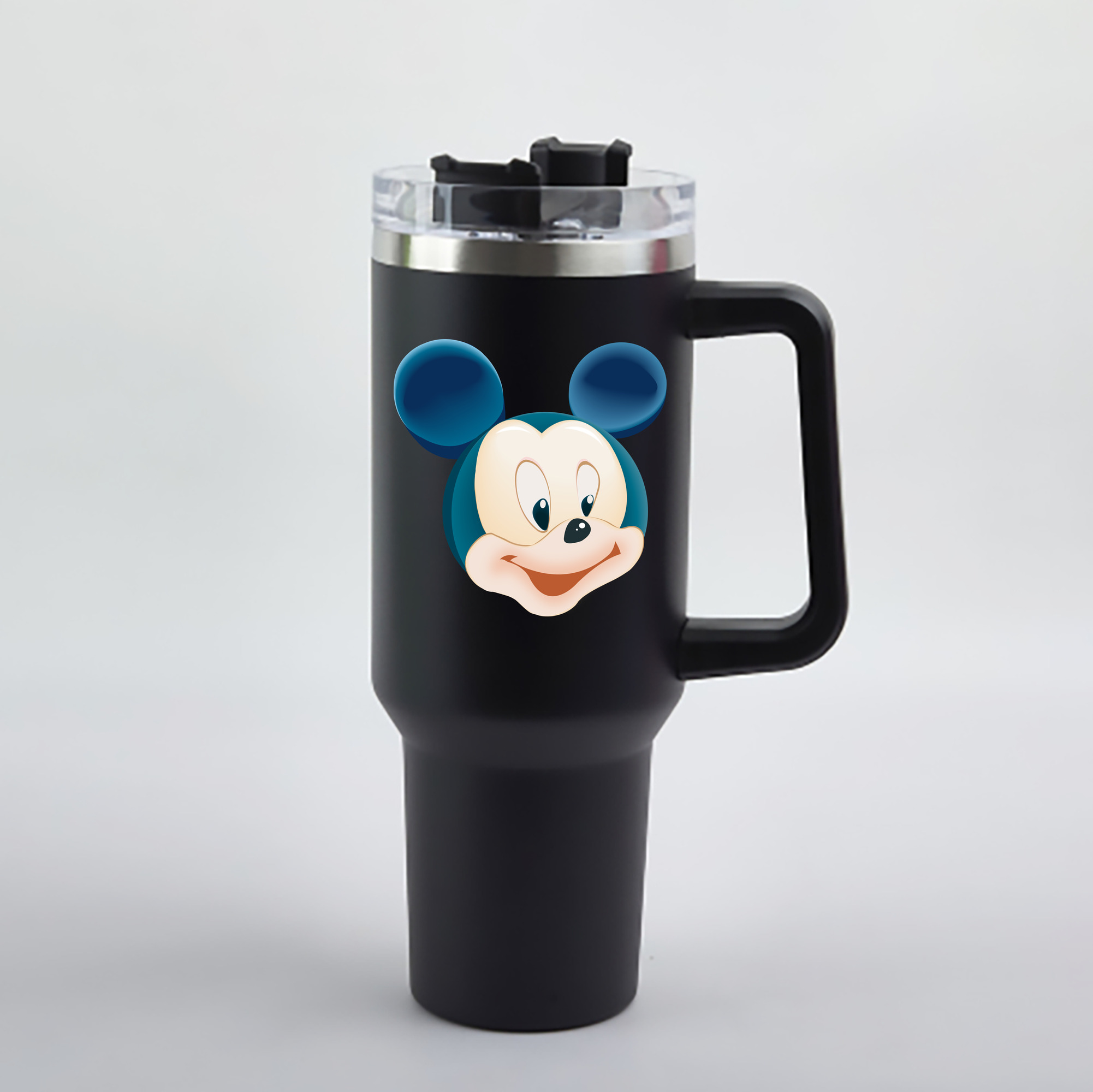 （画像用） ミッキーマウス Mickey Mouse 1200mL車用タンブラー - クリスタルステッカー（プラスチックストロー付き）