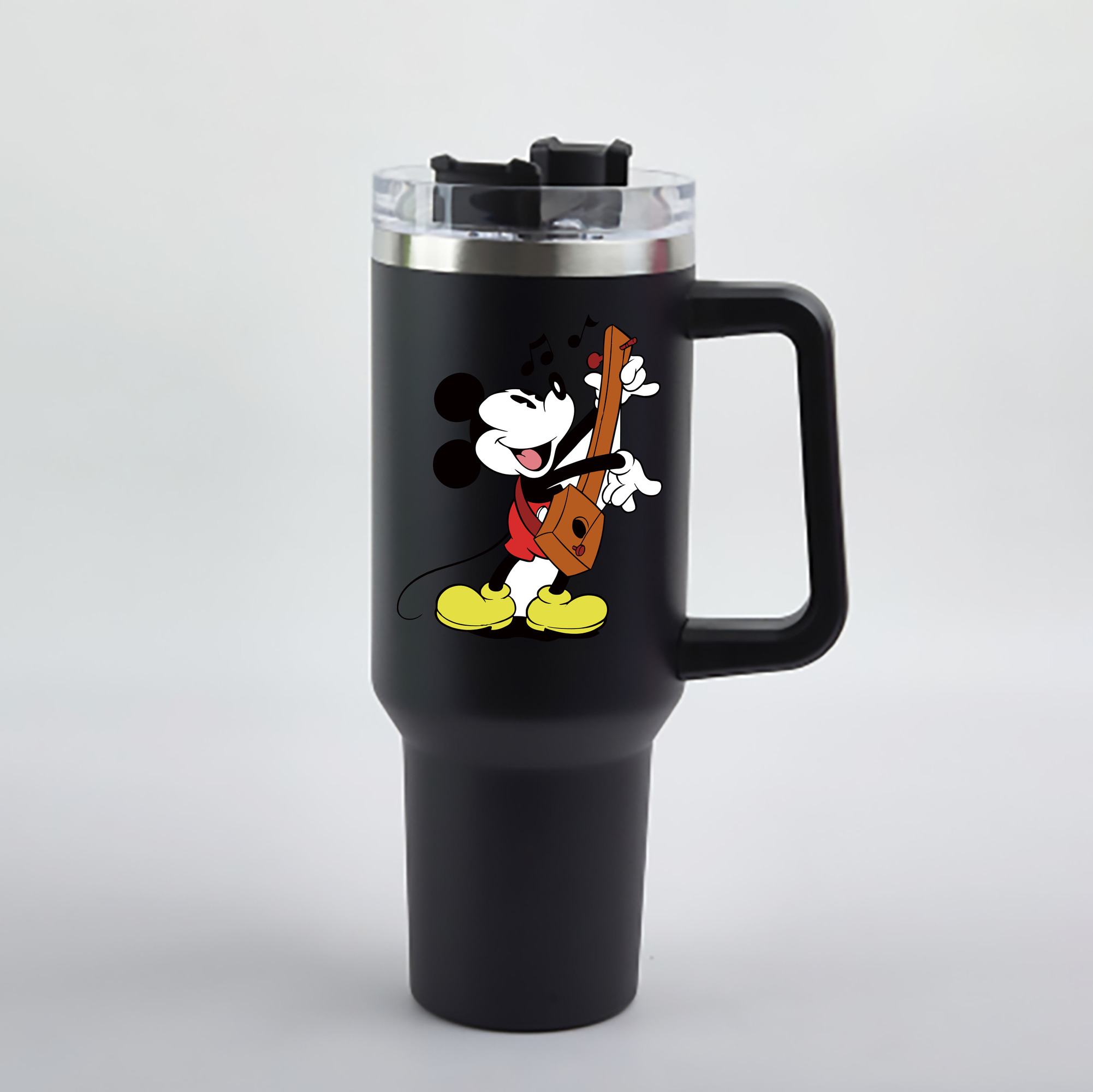 （画像用） ミッキーマウス Mickey Mouse 1200mL車用タンブラー - クリスタルステッカー（プラスチックストロー付き）