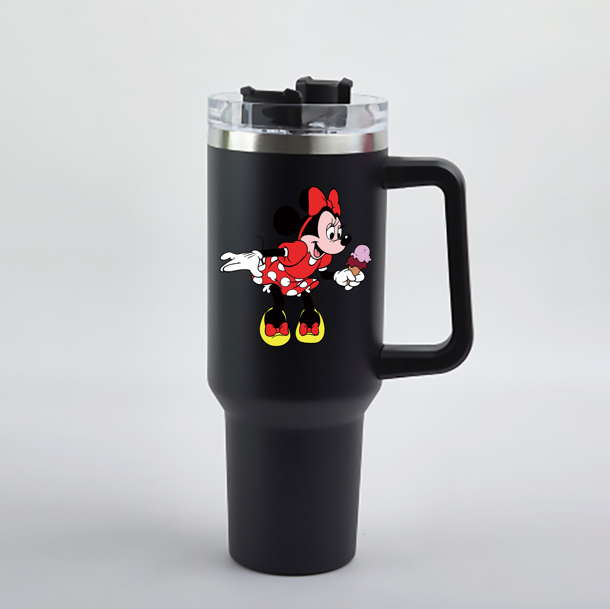 （画像用） ミッキーマウス Mickey Mouse 1200mL車用タンブラー - クリスタルステッカー（プラスチックストロー付き）