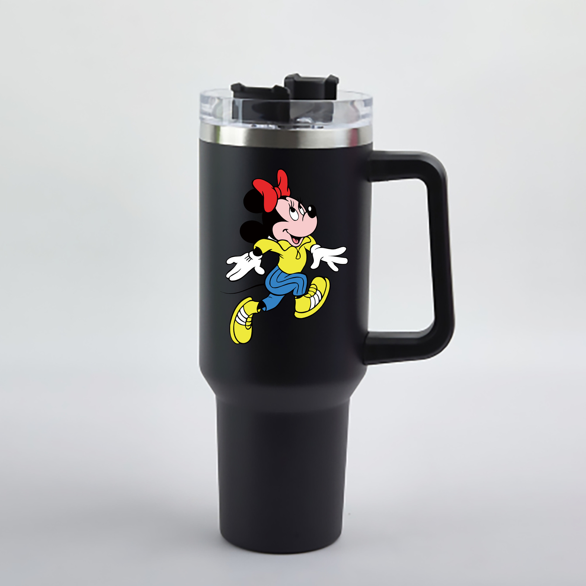 （画像用） ミッキーマウス Mickey Mouse 1200mL車用タンブラー - クリスタルステッカー（プラスチックストロー付き）