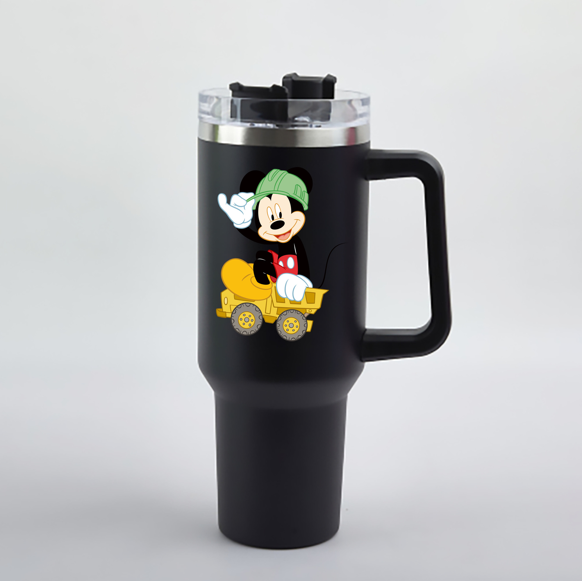 （画像用） ミッキーマウス Mickey Mouse 1200mL車用タンブラー - クリスタルステッカー（プラスチックストロー付き）