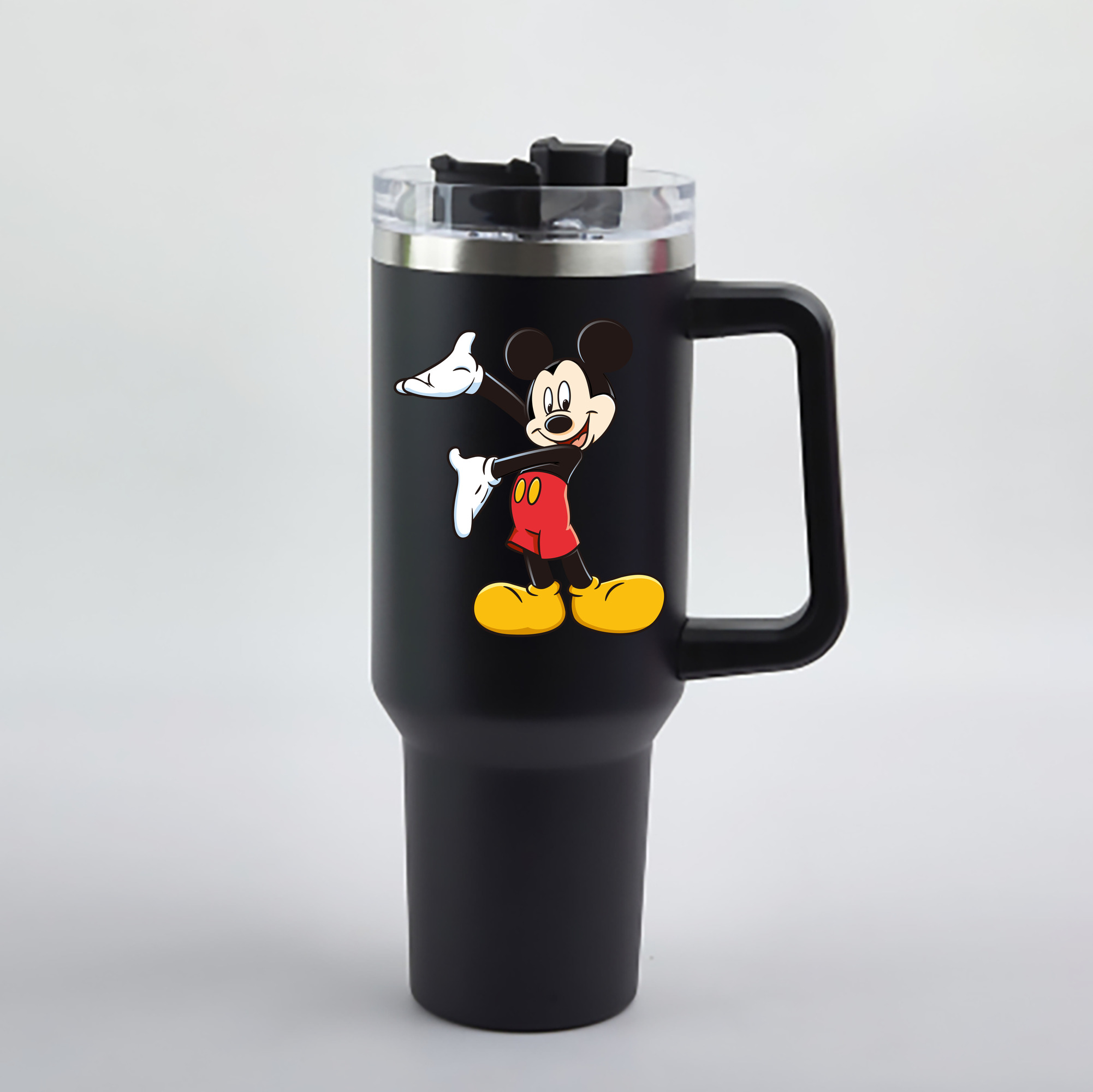 （画像用） ミッキーマウス Mickey Mouse 1200mL車用タンブラー - クリスタルステッカー（プラスチックストロー付き）