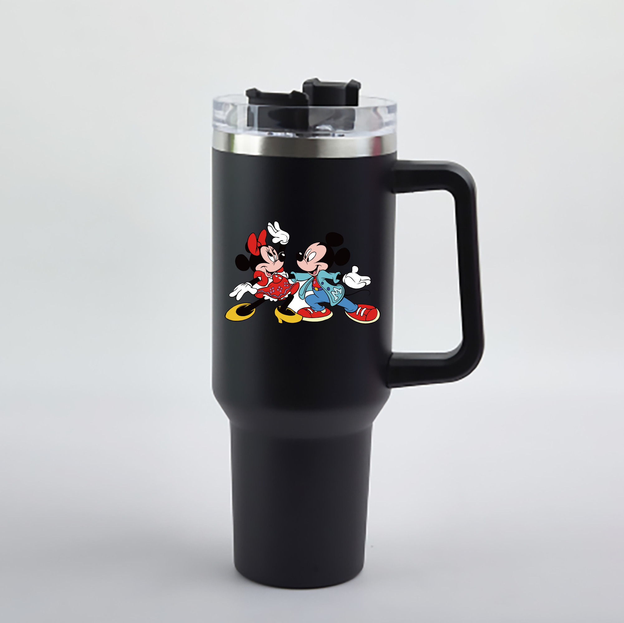 （画像用） ミッキーマウス Mickey Mouse 1200mL車用タンブラー - クリスタルステッカー（プラスチックストロー付き）