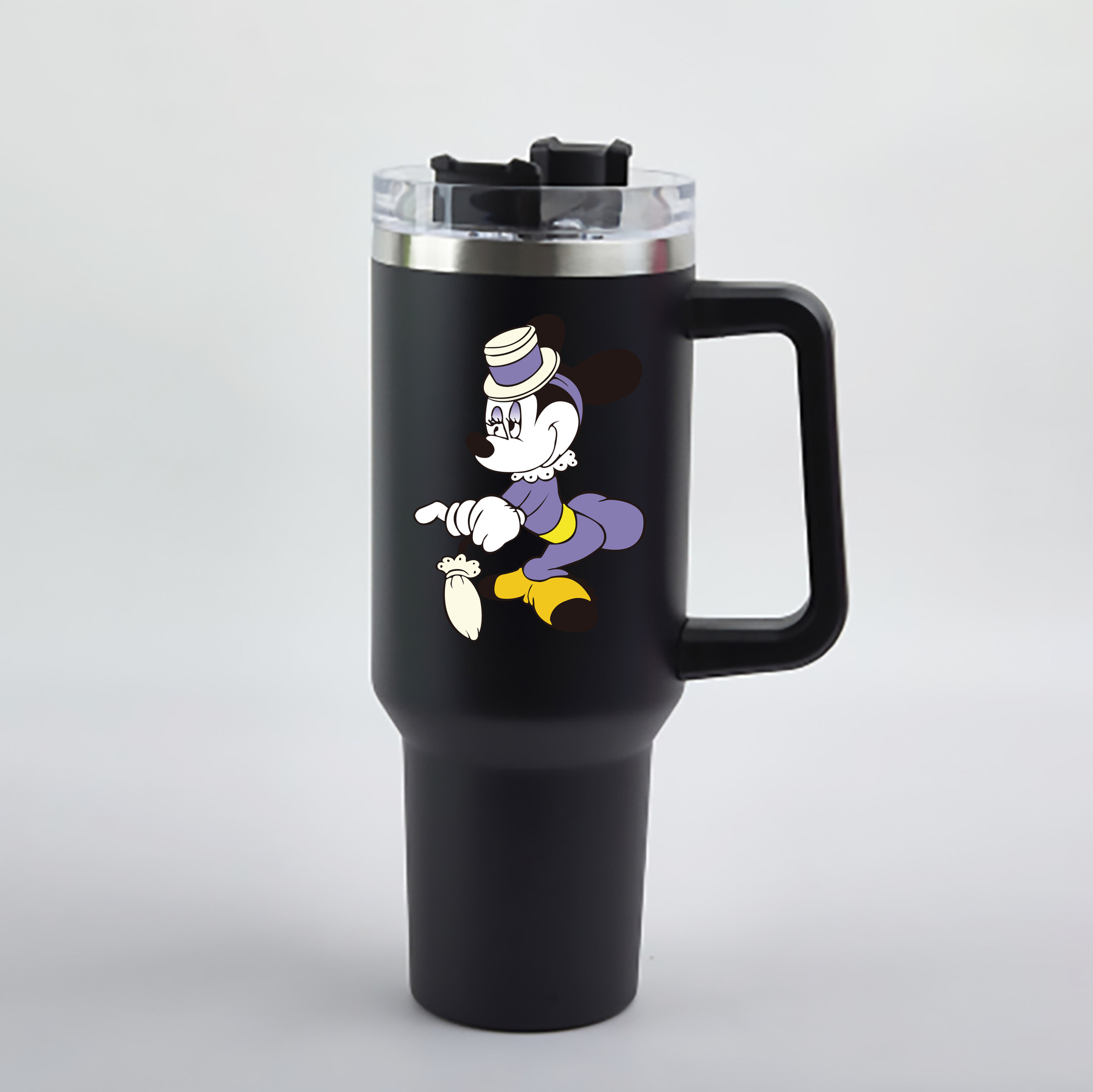 （画像用） ミッキーマウス Mickey Mouse 1200mL車用タンブラー - クリスタルステッカー（プラスチックストロー付き）