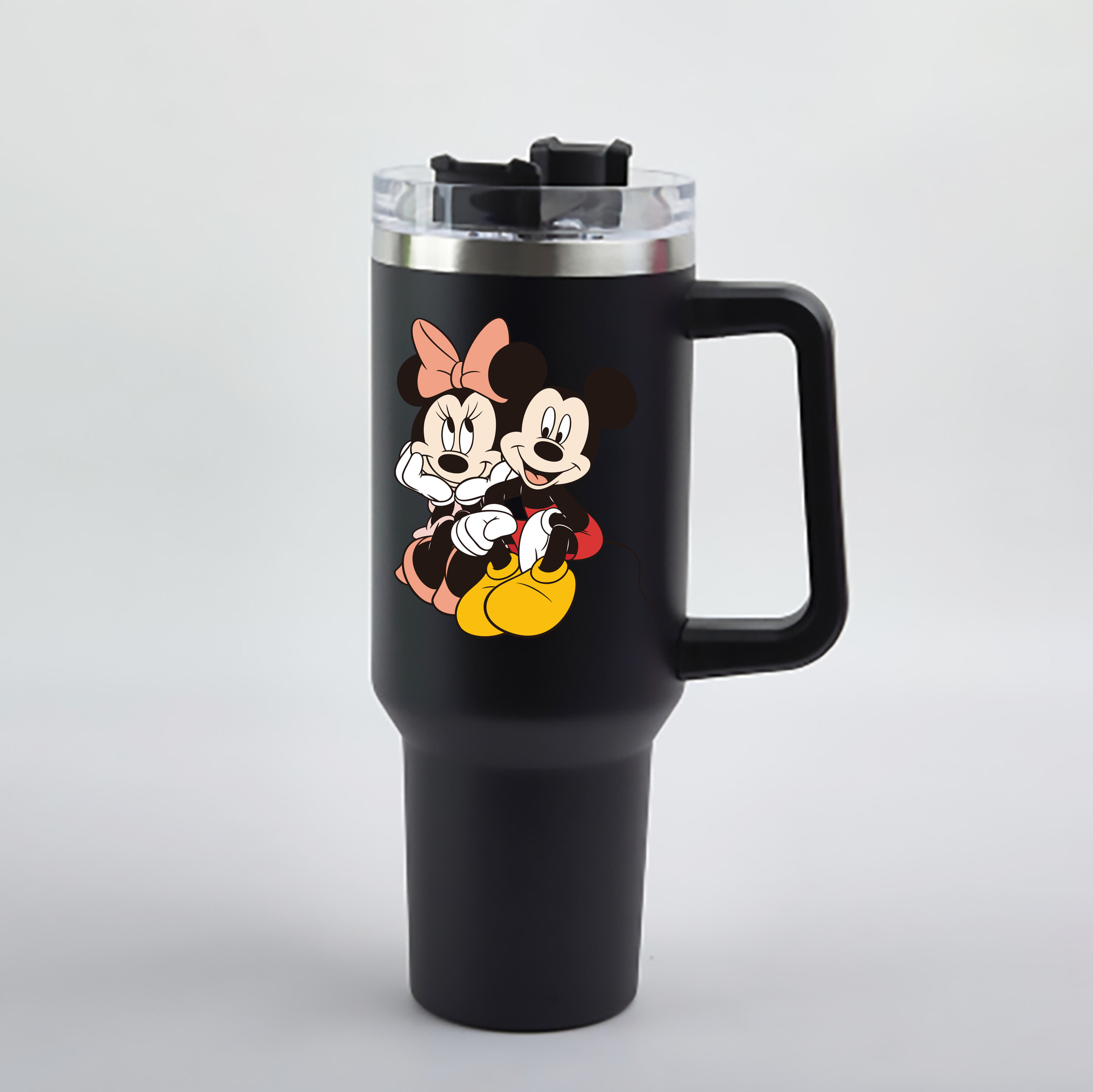 （画像用） ミッキーマウス Mickey Mouse 1200mL車用タンブラー - クリスタルステッカー（プラスチックストロー付き）