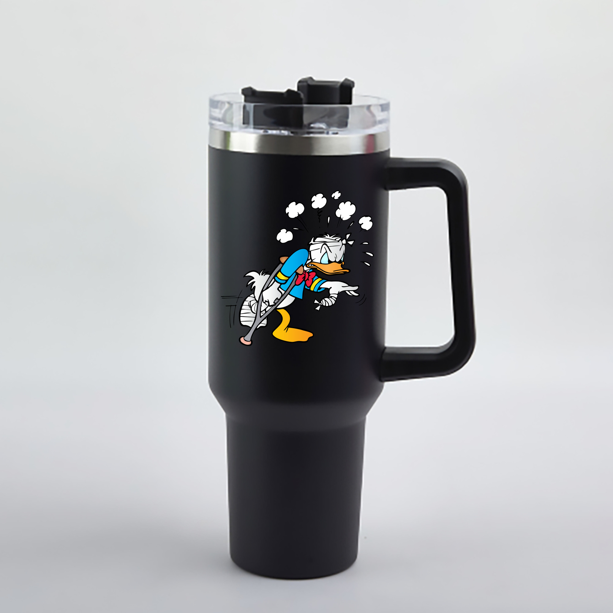 （画像用） ミッキーマウス Mickey Mouse 1200mL車用タンブラー - クリスタルステッカー（プラスチックストロー付き）