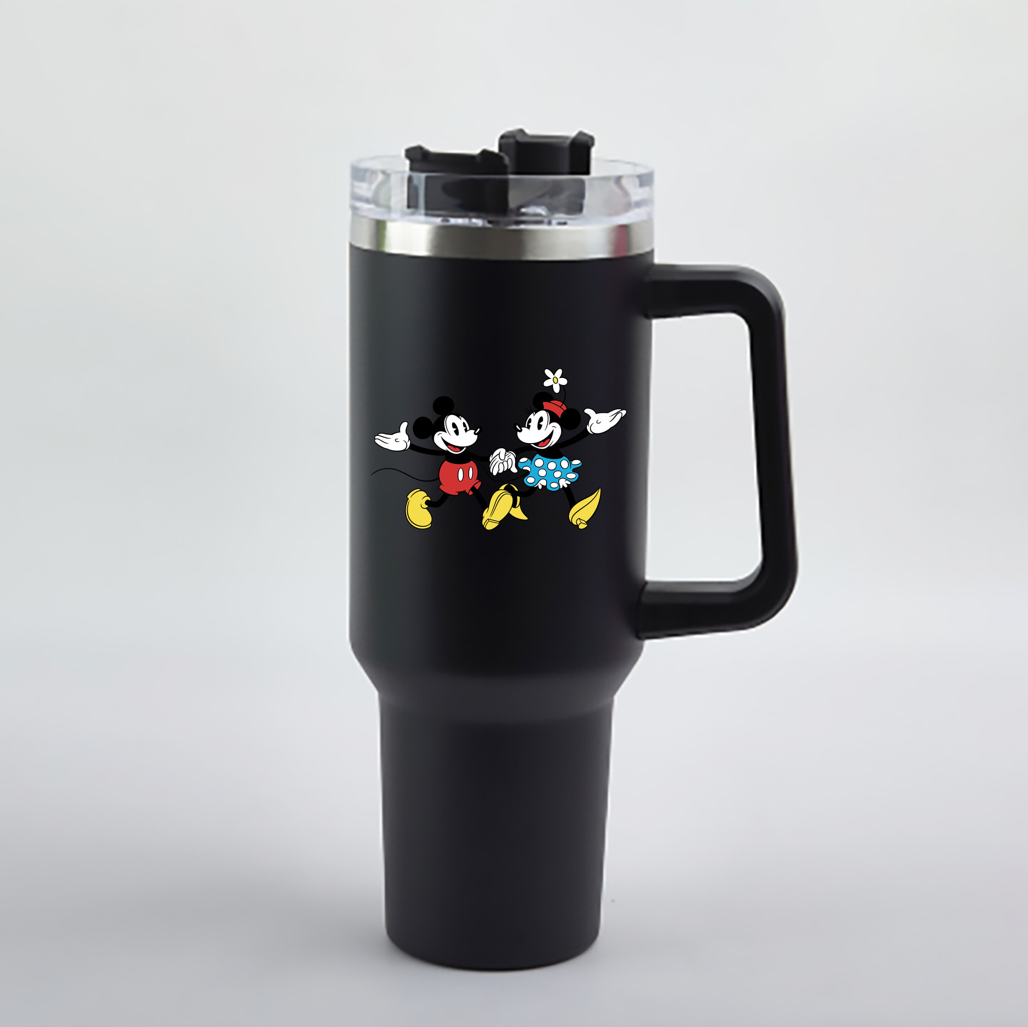 （画像用） ミッキーマウス Mickey Mouse 1200mL車用タンブラー - クリスタルステッカー（プラスチックストロー付き）