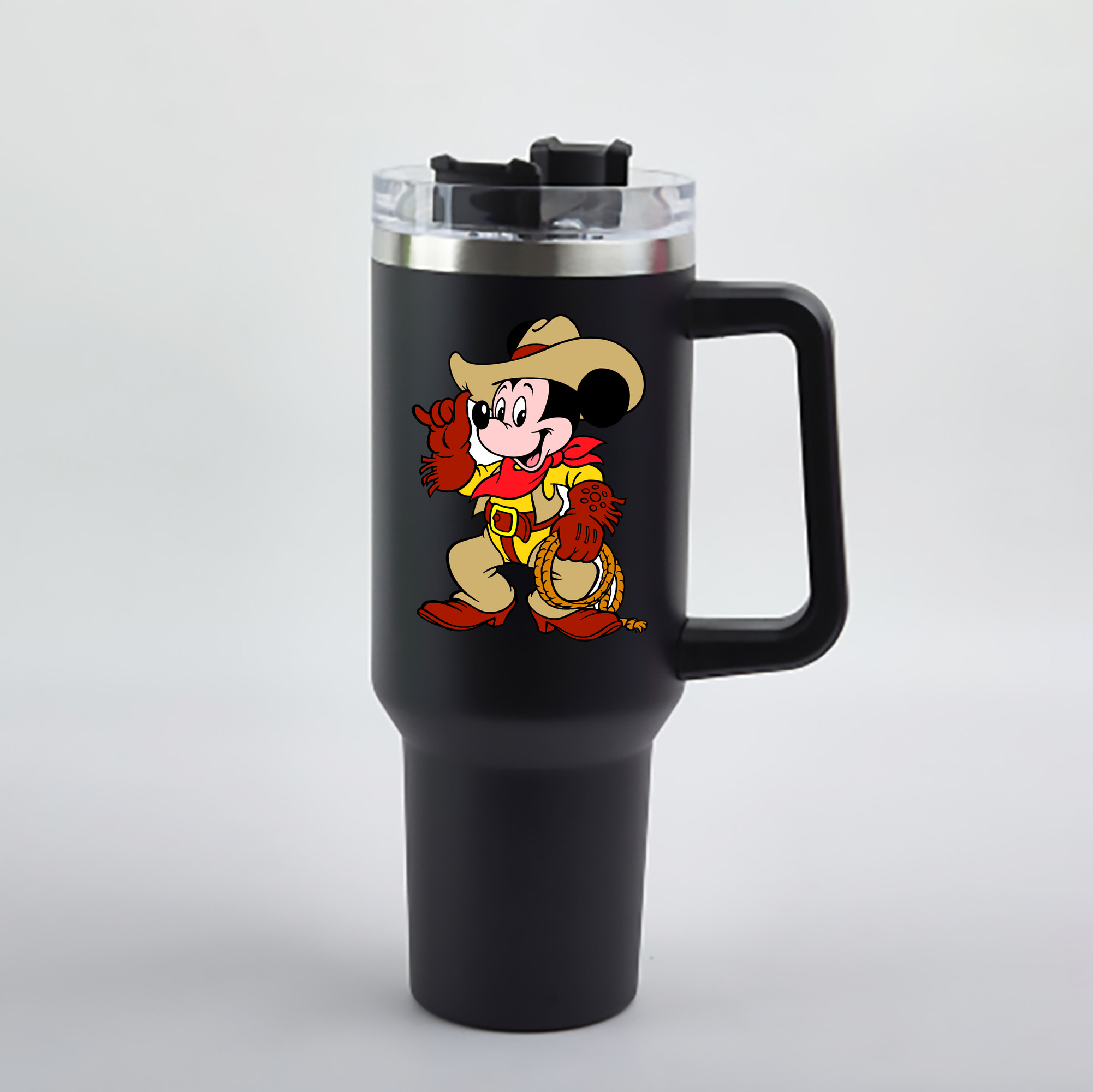 （画像用） ミッキーマウス Mickey Mouse 1200mL車用タンブラー - クリスタルステッカー（プラスチックストロー付き）