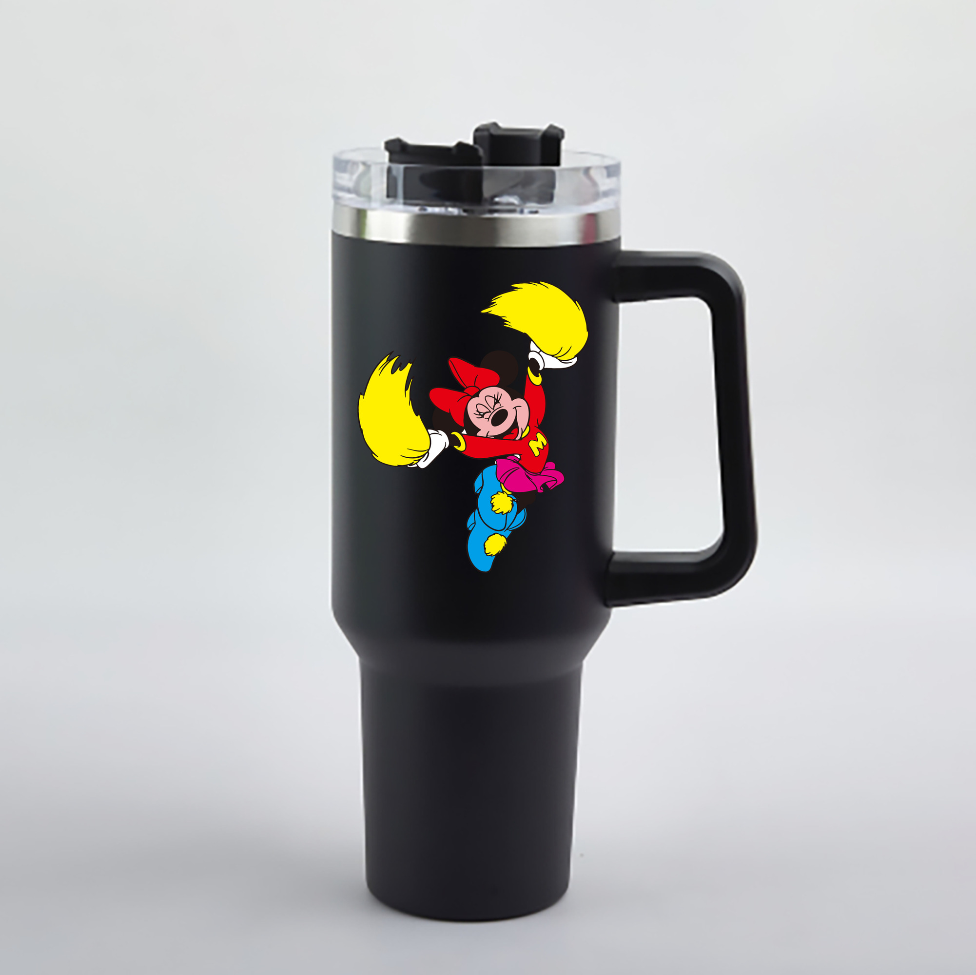 （画像用） ミッキーマウス Mickey Mouse 1200mL車用タンブラー - クリスタルステッカー（プラスチックストロー付き）