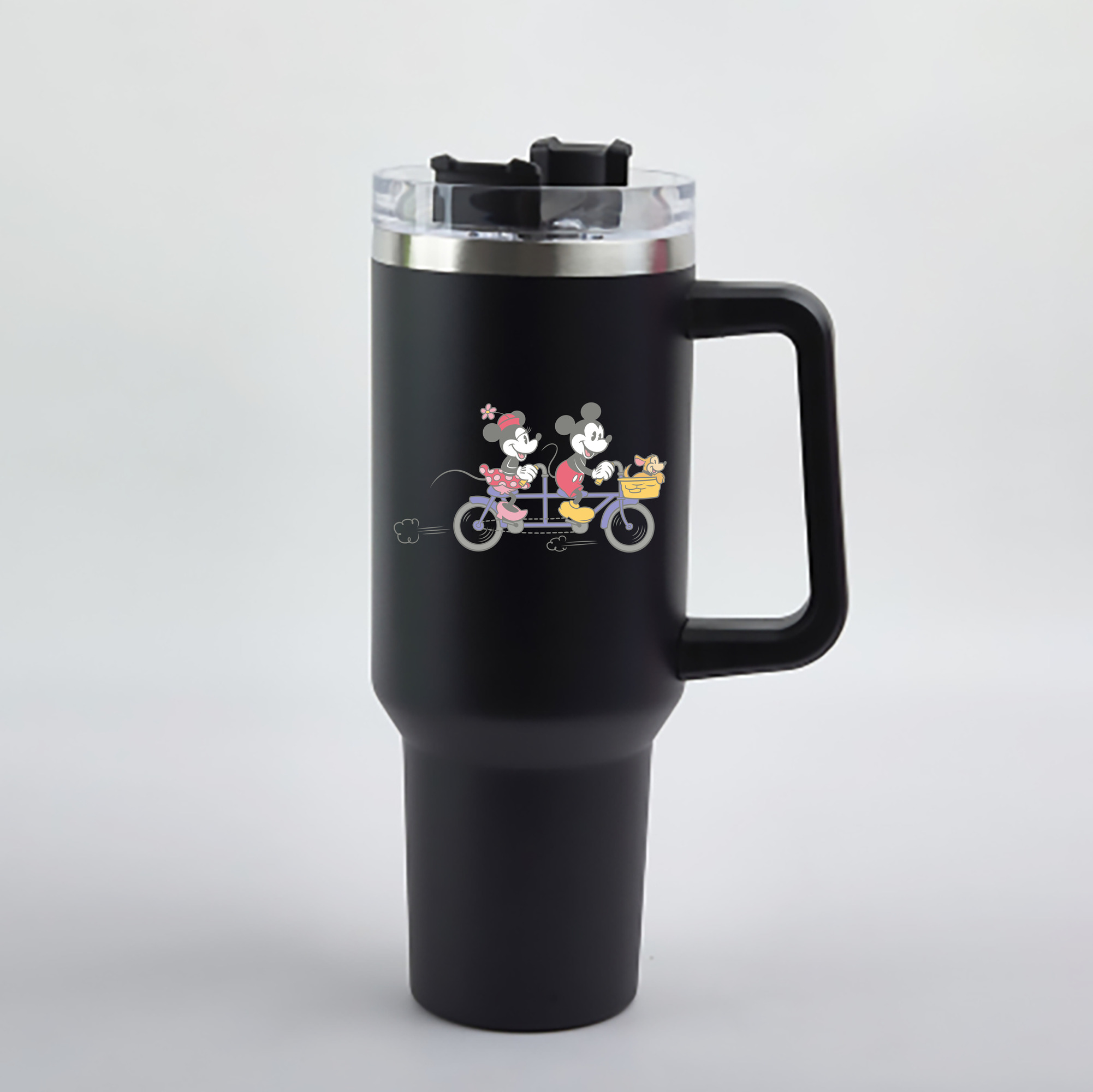 （画像用） ミッキーマウス Mickey Mouse 1200mL車用タンブラー - クリスタルステッカー（プラスチックストロー付き）