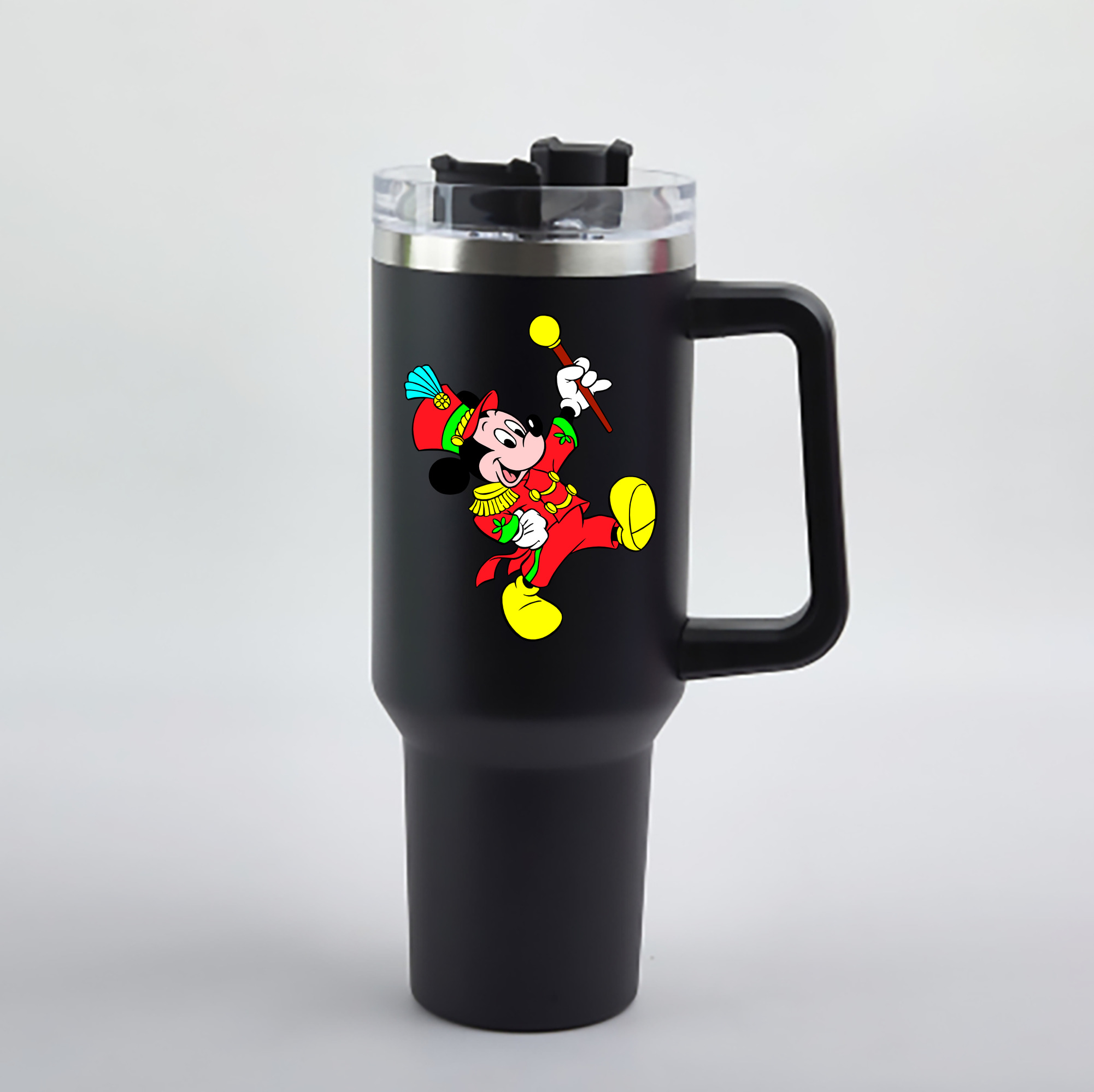 （画像用） ミッキーマウス Mickey Mouse 1200mL車用タンブラー - クリスタルステッカー（プラスチックストロー付き）