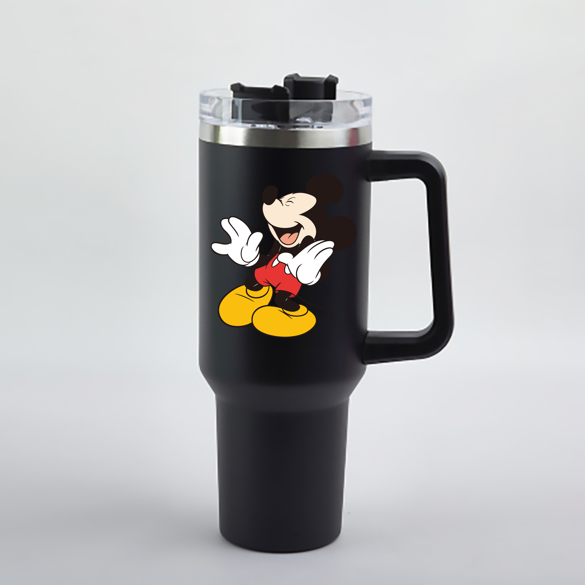 （画像用） ミッキーマウス Mickey Mouse 1200mL車用タンブラー - クリスタルステッカー（プラスチックストロー付き）