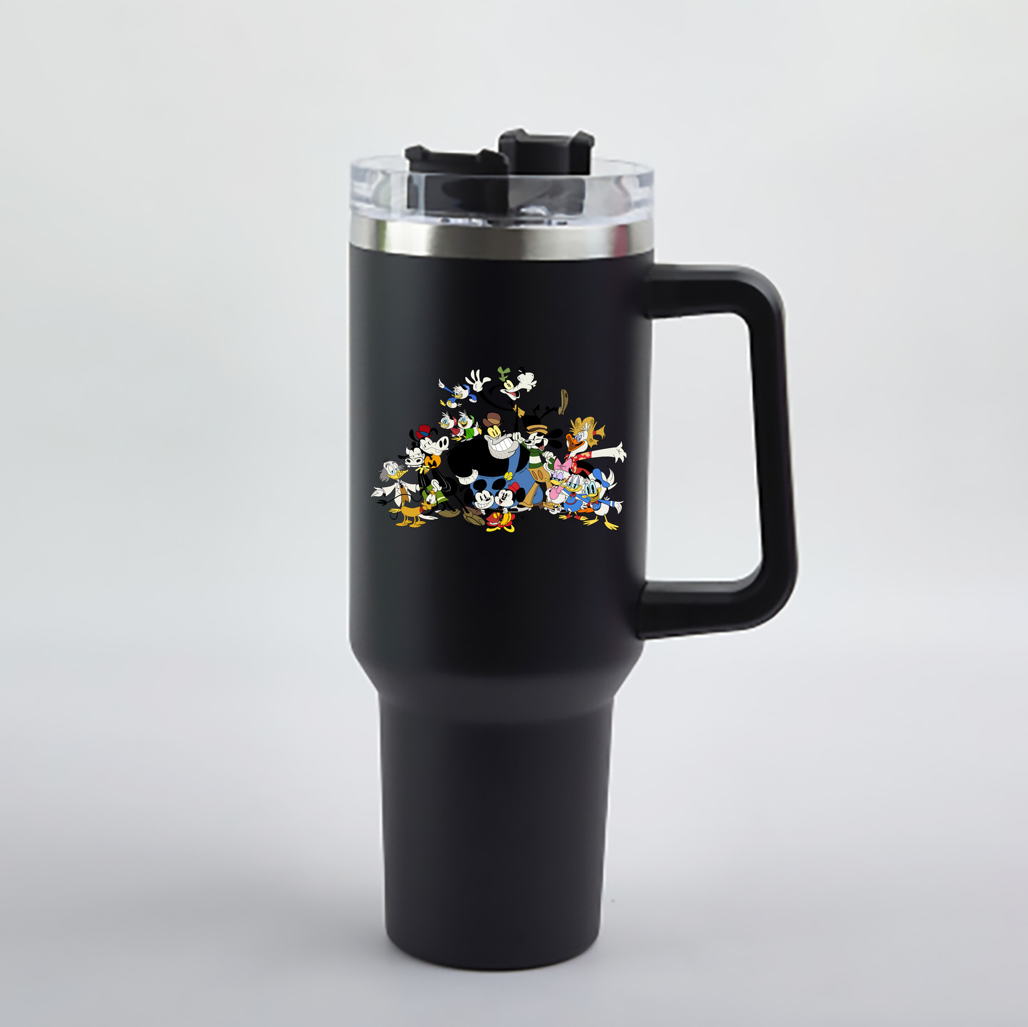 （画像用） ミッキーマウス Mickey Mouse 1200mL車用タンブラー - クリスタルステッカー（プラスチックストロー付き）