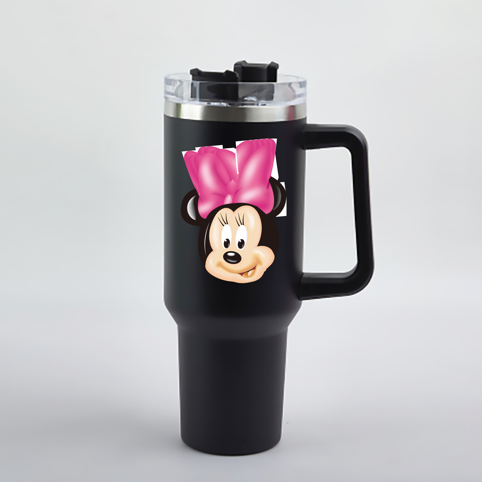 （画像用） ミッキーマウス Mickey Mouse 1200mL車用タンブラー - クリスタルステッカー（プラスチックストロー付き）