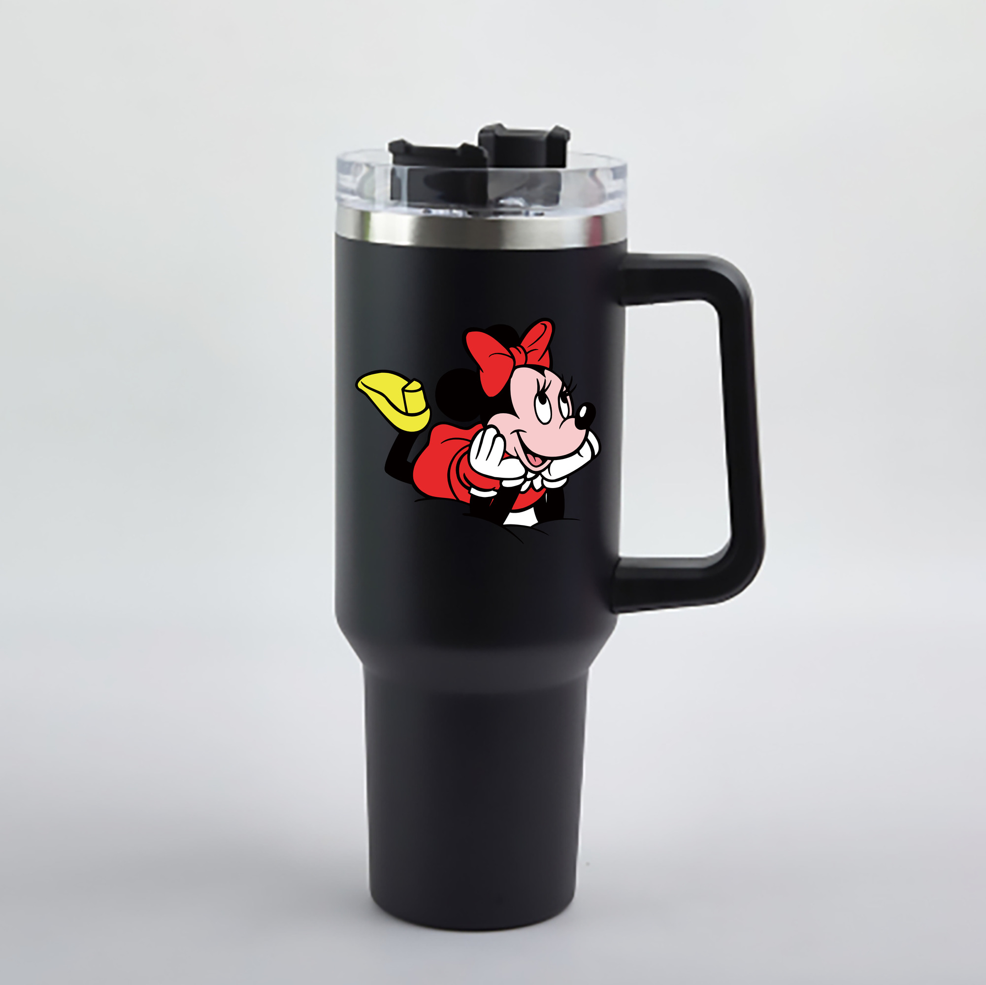（画像用） ミッキーマウス Mickey Mouse 1200mL車用タンブラー - クリスタルステッカー（プラスチックストロー付き）