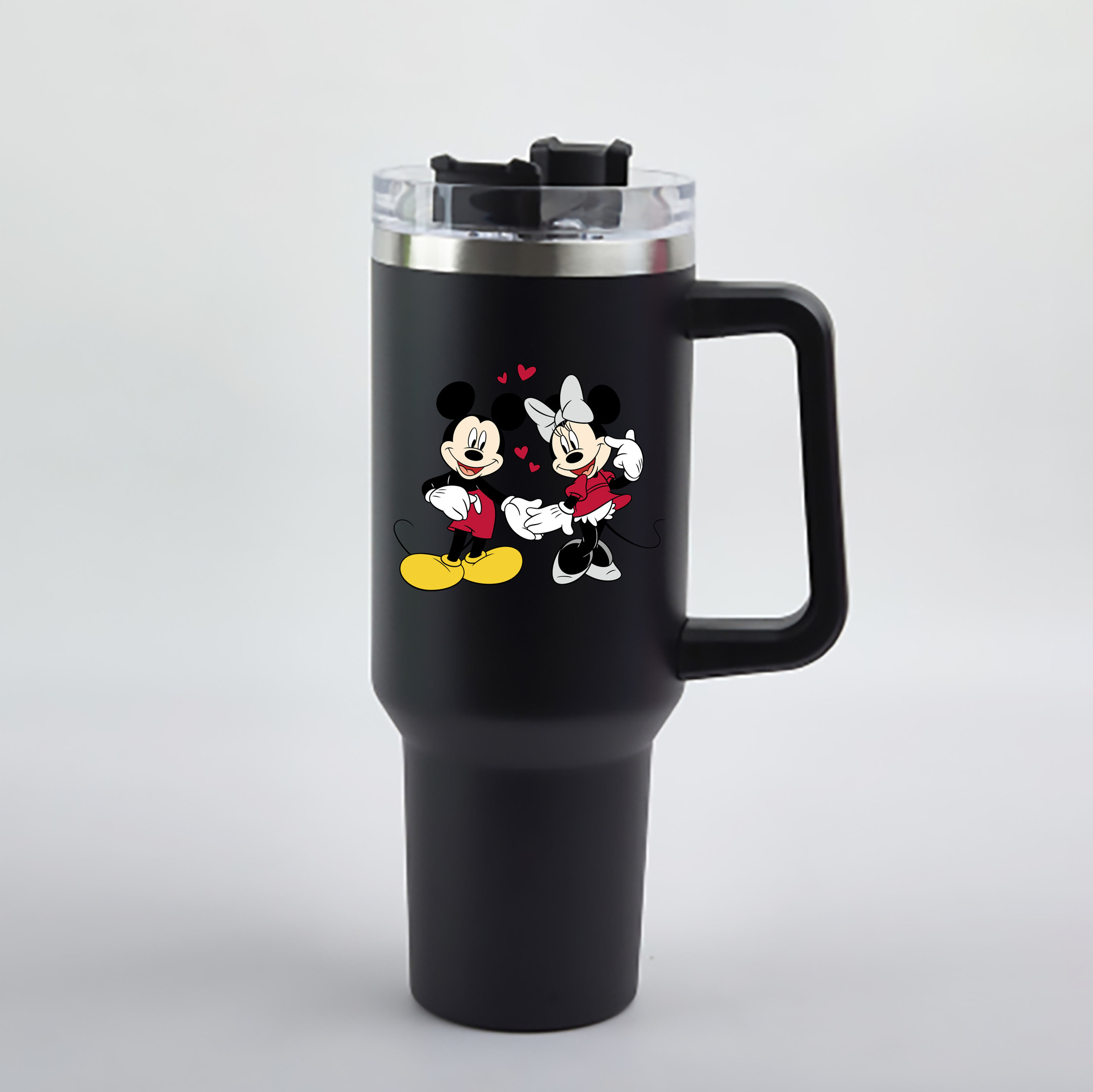 （画像用） ミッキーマウス Mickey Mouse 1200mL車用タンブラー - クリスタルステッカー（プラスチックストロー付き）