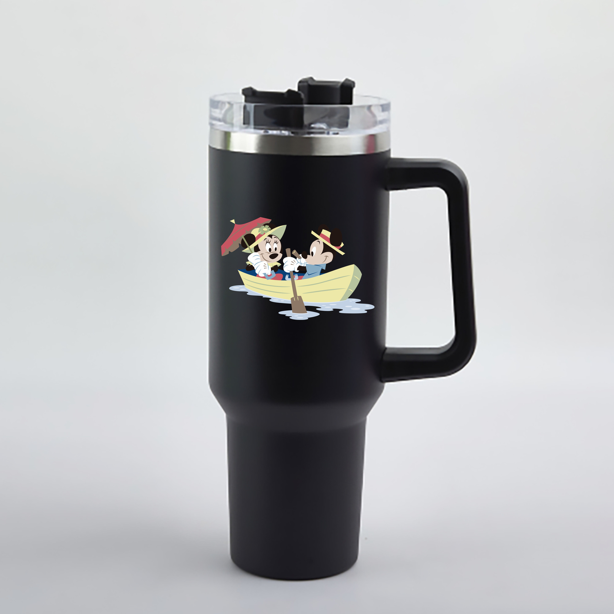 （画像用） ミッキーマウス Mickey Mouse 1200mL車用タンブラー - クリスタルステッカー（プラスチックストロー付き）