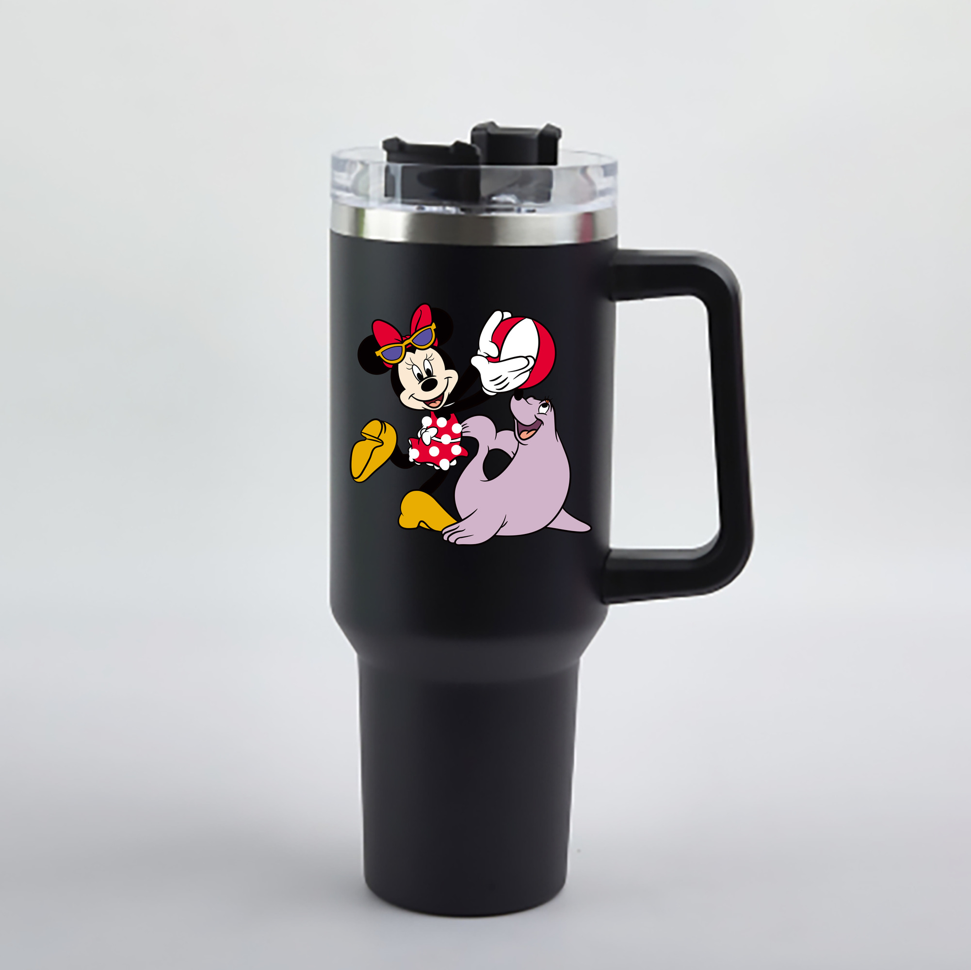 （画像用） ミッキーマウス Mickey Mouse 1200mL車用タンブラー - クリスタルステッカー（プラスチックストロー付き）