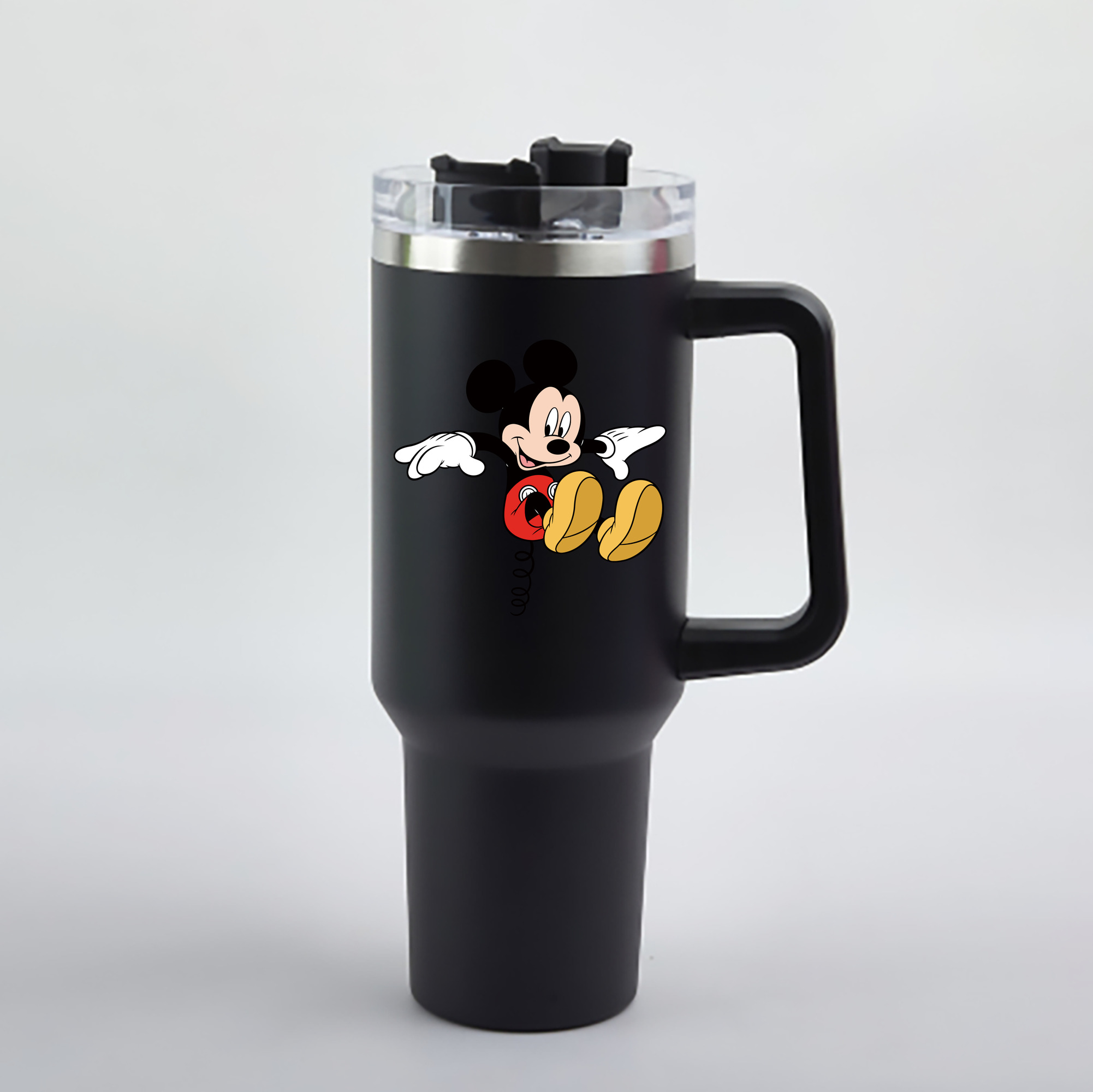 （画像用） ミッキーマウス Mickey Mouse 1200mL車用タンブラー - クリスタルステッカー（プラスチックストロー付き）