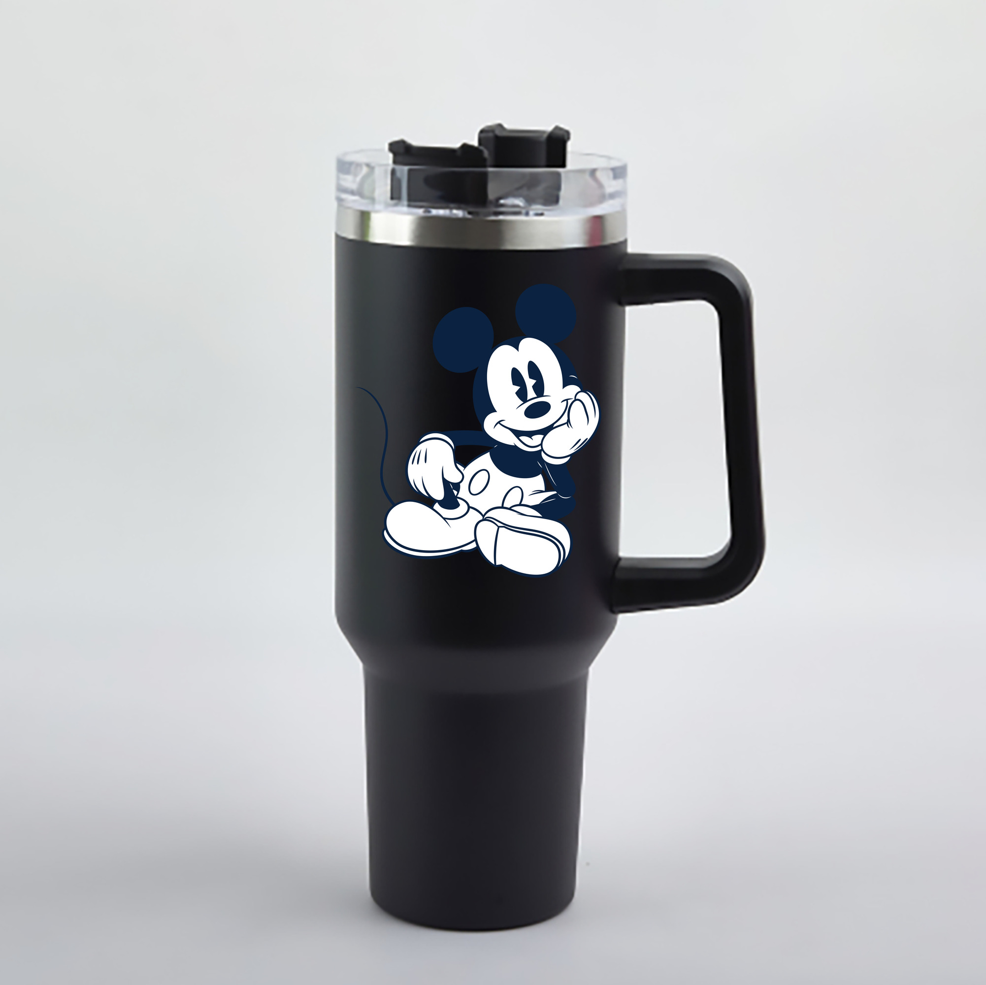 （画像用） ミッキーマウス Mickey Mouse 1200mL車用タンブラー - クリスタルステッカー（プラスチックストロー付き）
