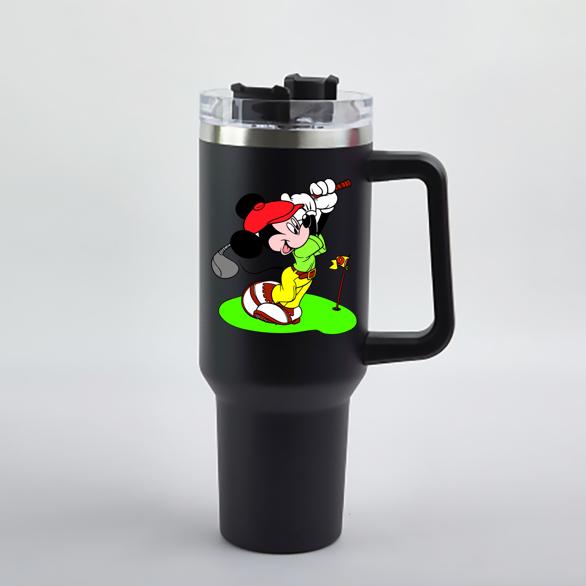 （画像用） ミッキーマウス Mickey Mouse 1200mL車用タンブラー - クリスタルステッカー（プラスチックストロー付き）