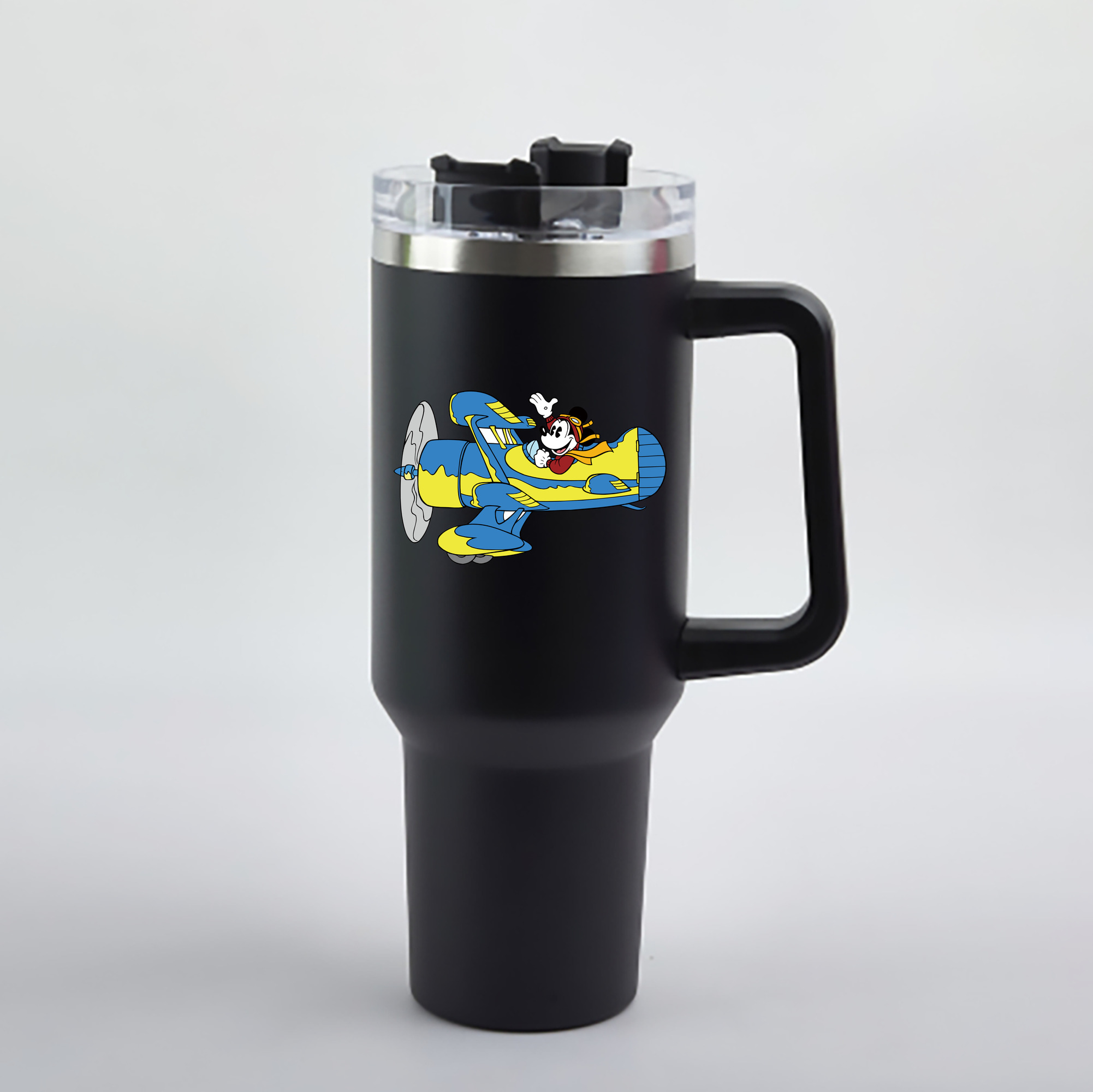 （画像用） ミッキーマウス Mickey Mouse 1200mL車用タンブラー - クリスタルステッカー（プラスチックストロー付き）