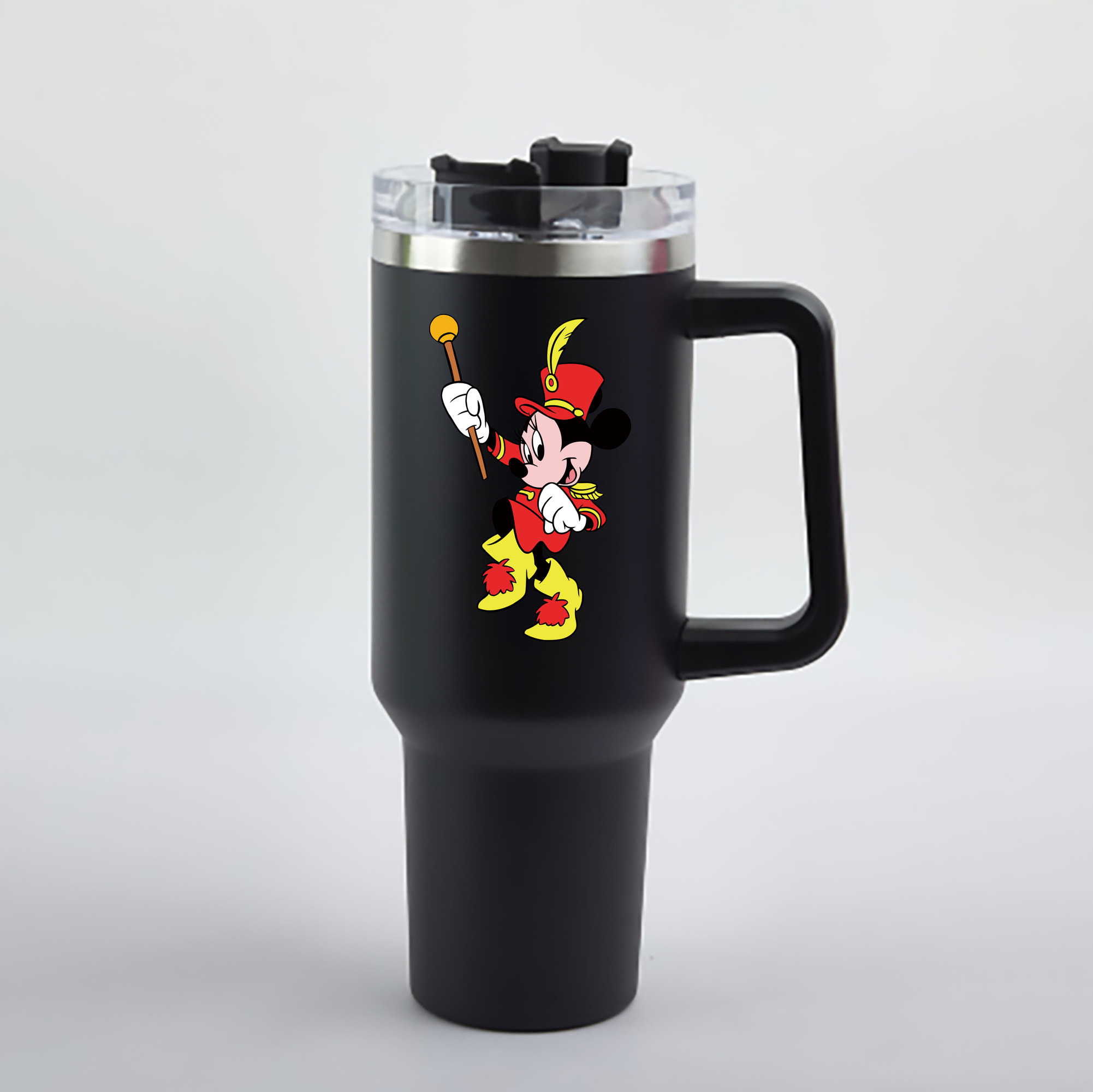（画像用） ミッキーマウス Mickey Mouse 1200mL車用タンブラー - クリスタルステッカー（プラスチックストロー付き）