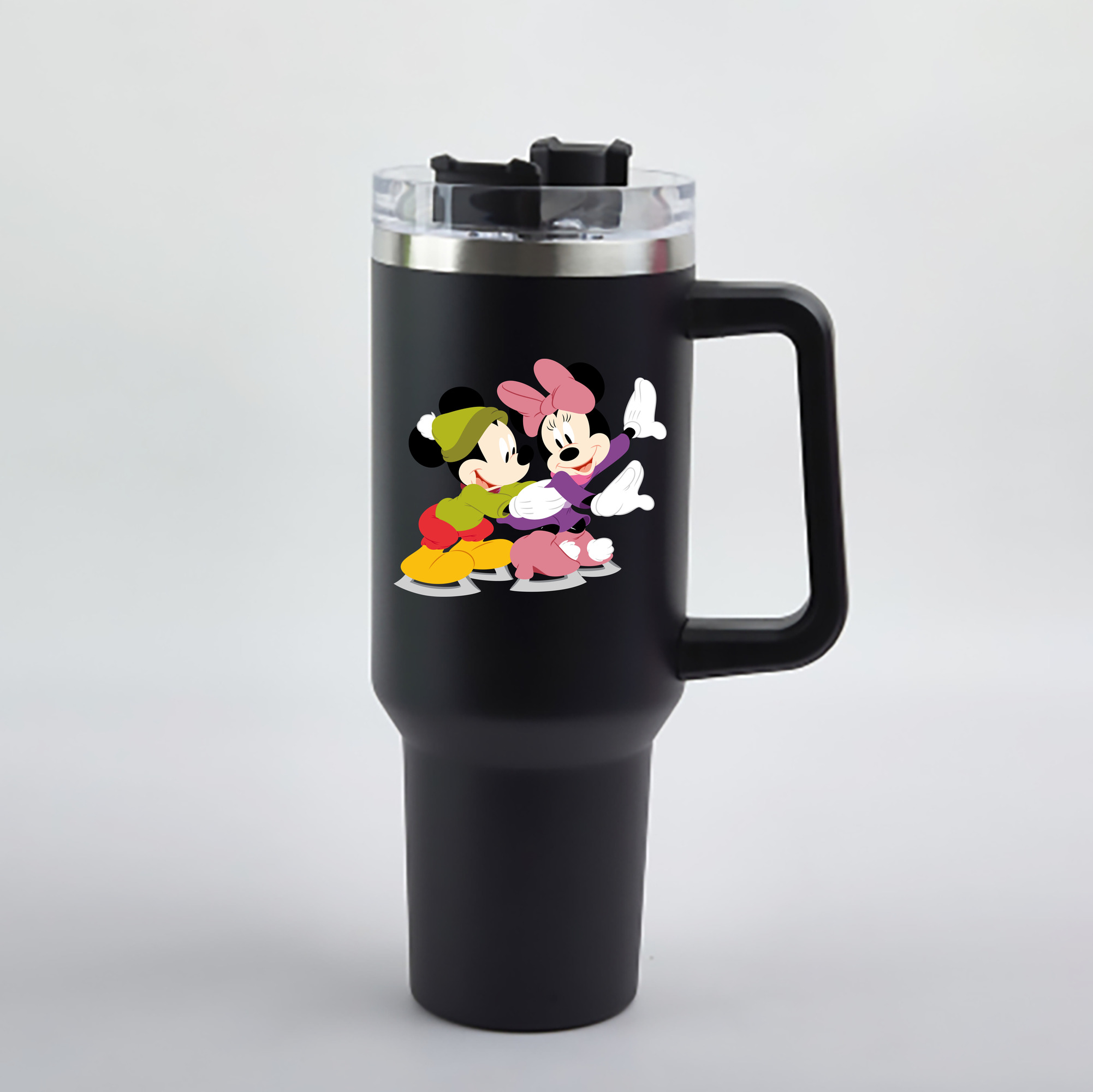 （画像用） ミッキーマウス Mickey Mouse 1200mL車用タンブラー - クリスタルステッカー（プラスチックストロー付き）