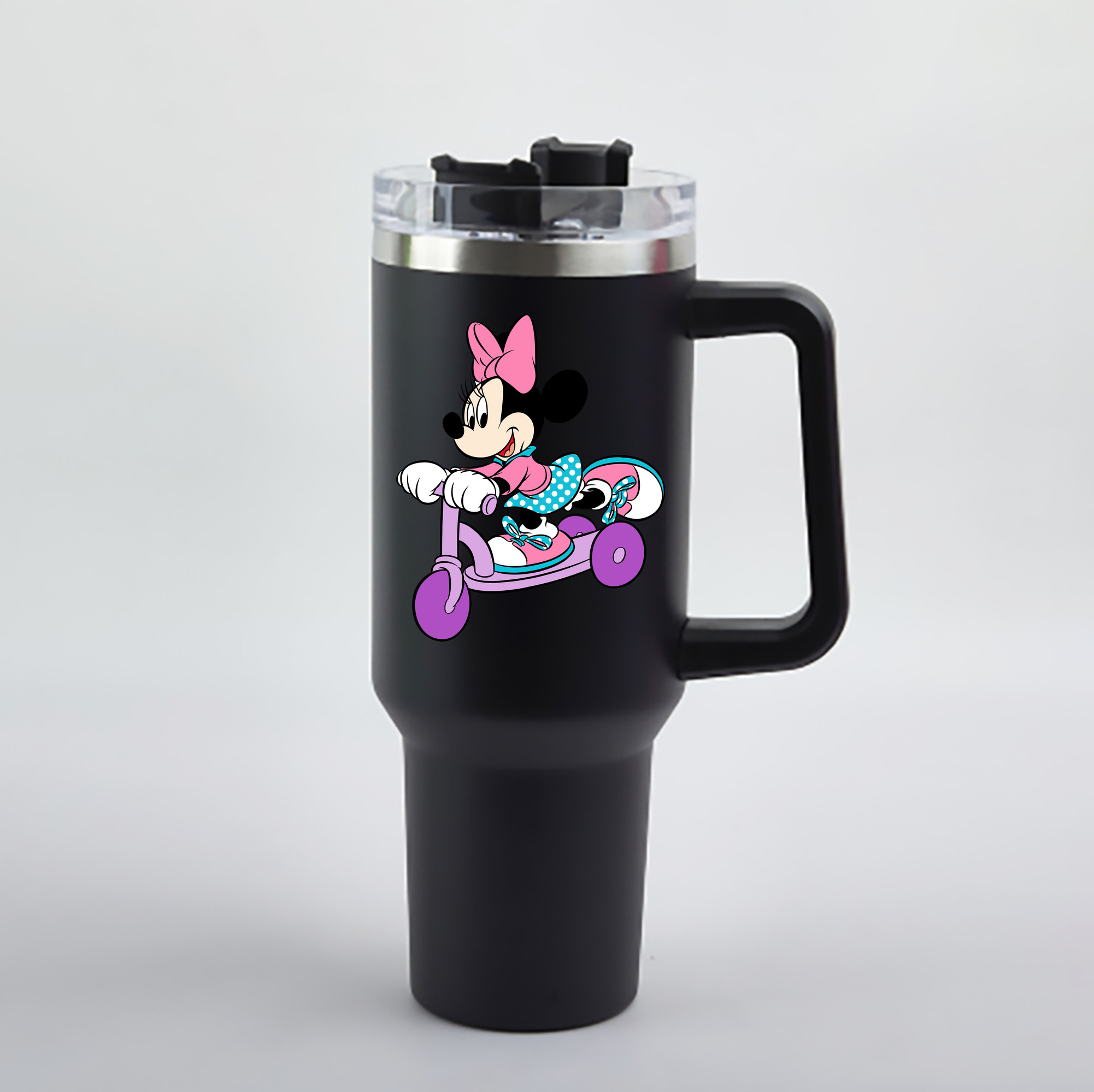 （画像用） ミッキーマウス Mickey Mouse 1200mL車用タンブラー - クリスタルステッカー（プラスチックストロー付き）