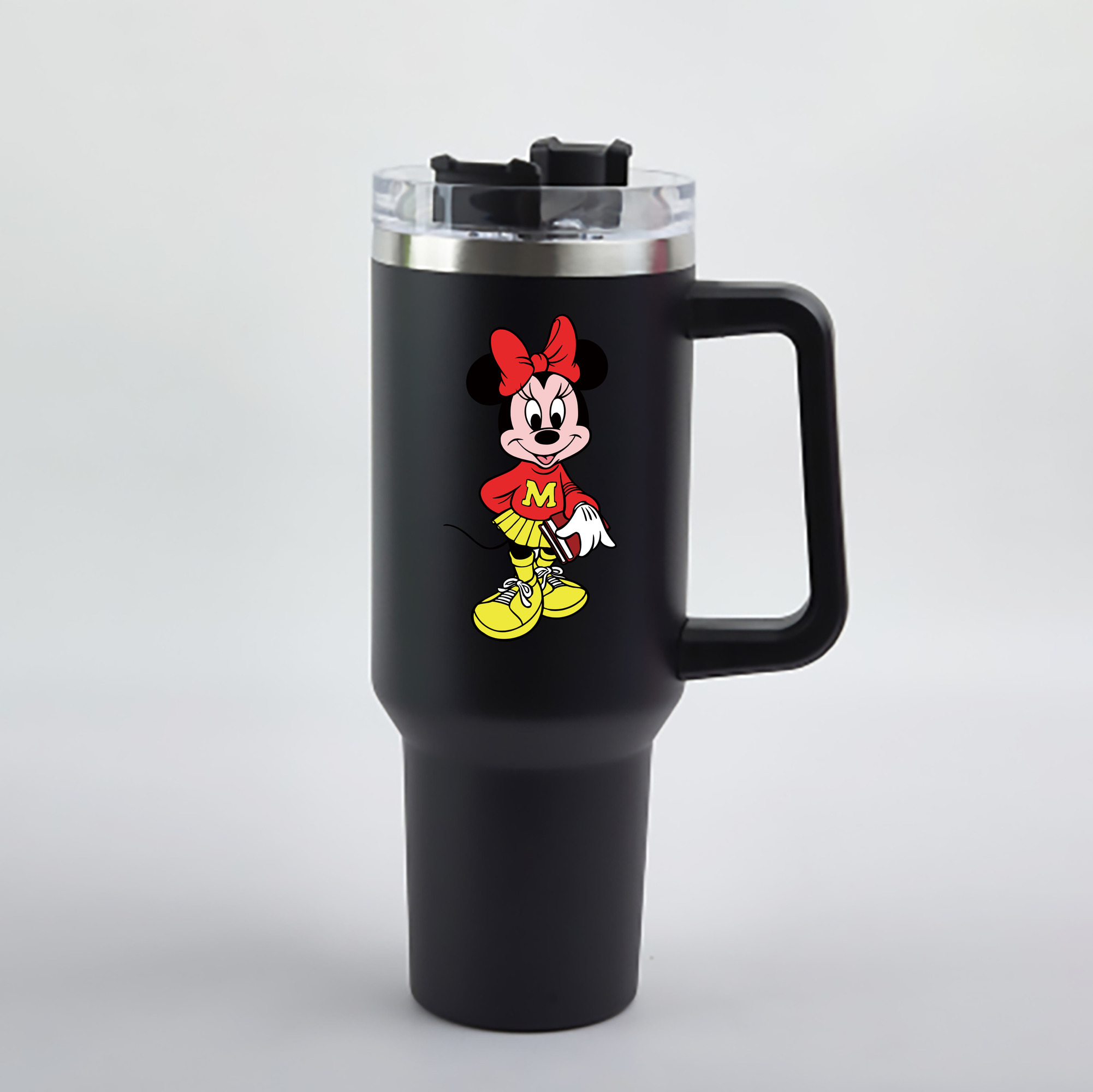 （画像用） ミッキーマウス Mickey Mouse 1200mL車用タンブラー - クリスタルステッカー（プラスチックストロー付き）