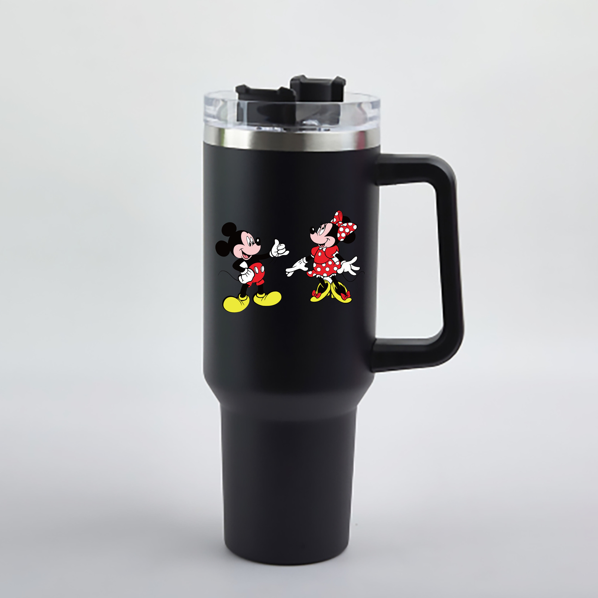 （画像用） ミッキーマウス Mickey Mouse 1200mL車用タンブラー - クリスタルステッカー（プラスチックストロー付き）