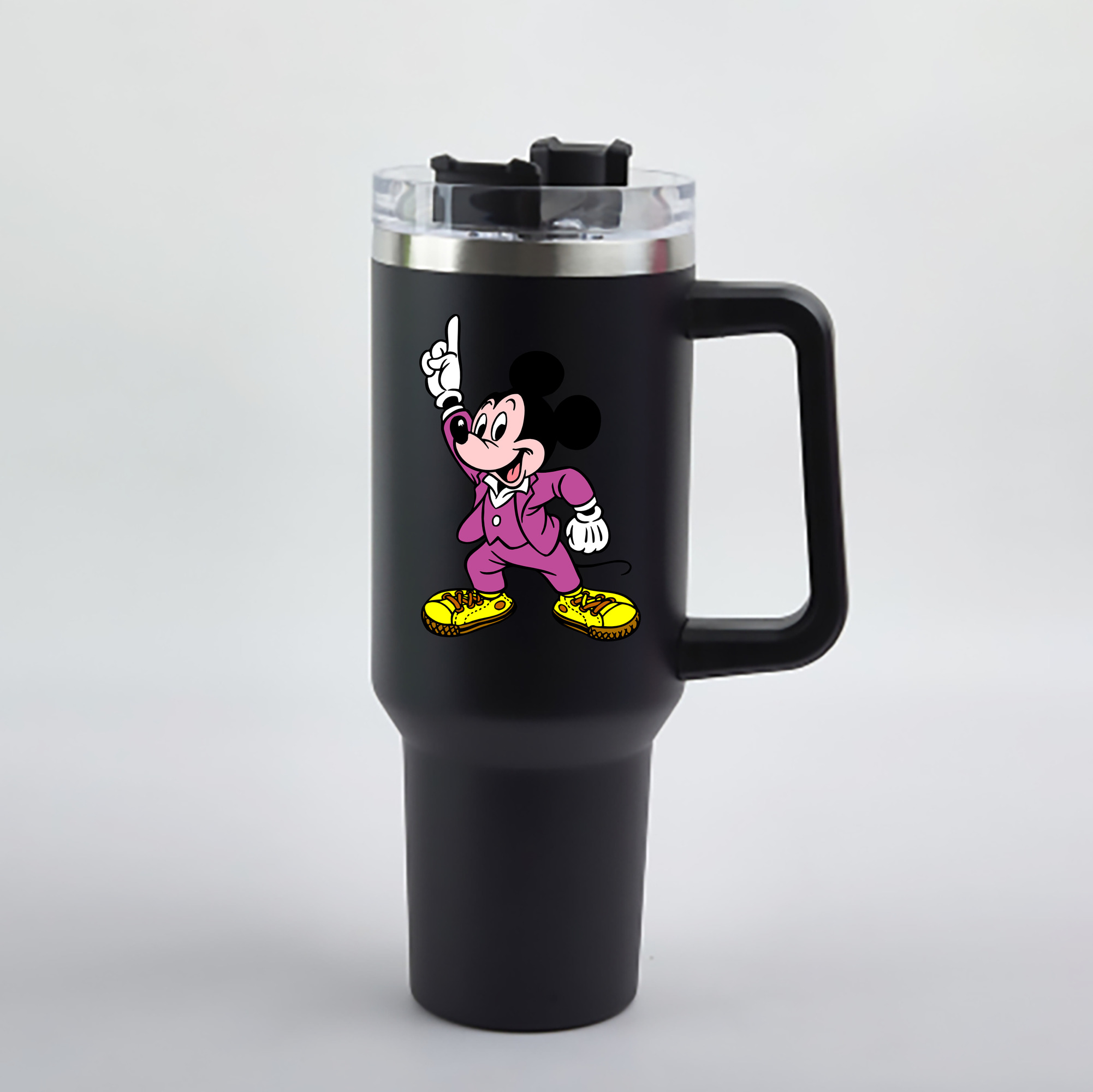 （画像用） ミッキーマウス Mickey Mouse 1200mL車用タンブラー - クリスタルステッカー（プラスチックストロー付き）