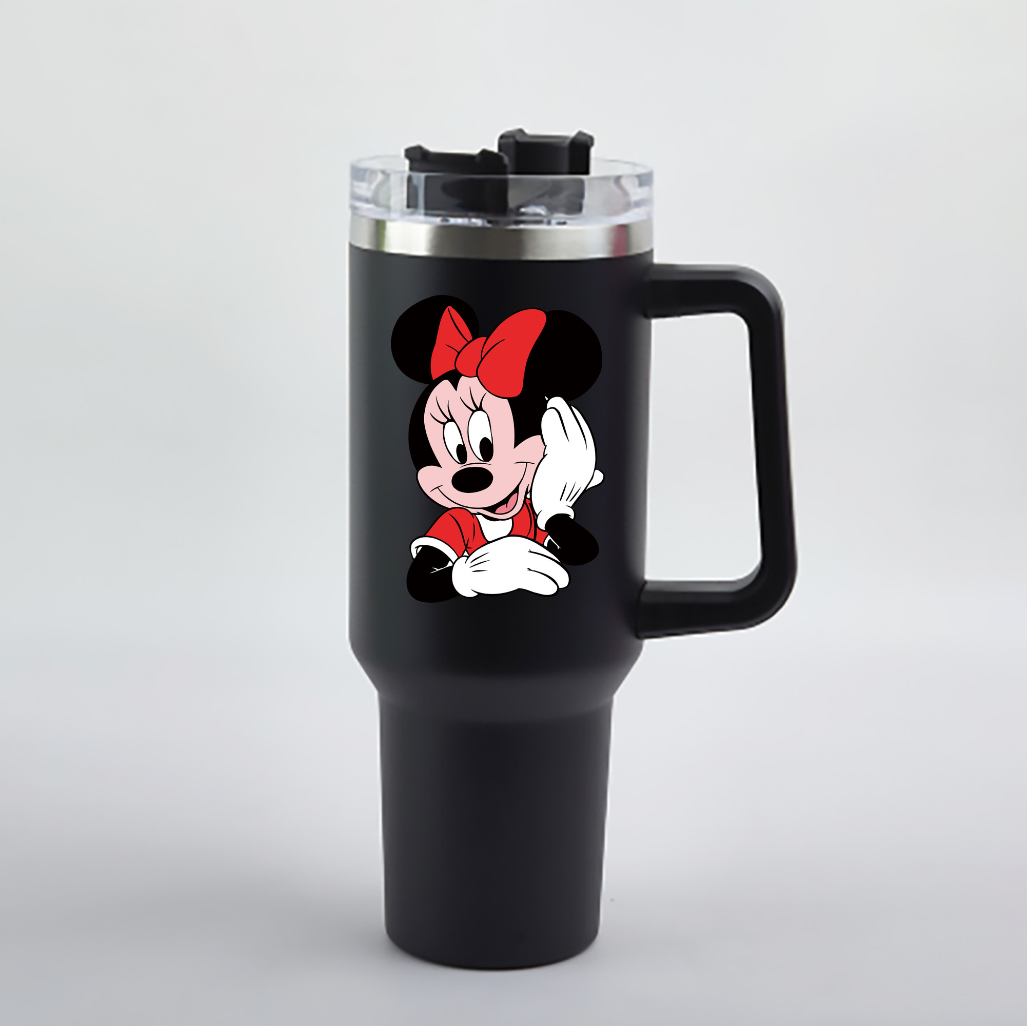 （画像用） ミッキーマウス Mickey Mouse 1200mL車用タンブラー - クリスタルステッカー（プラスチックストロー付き）