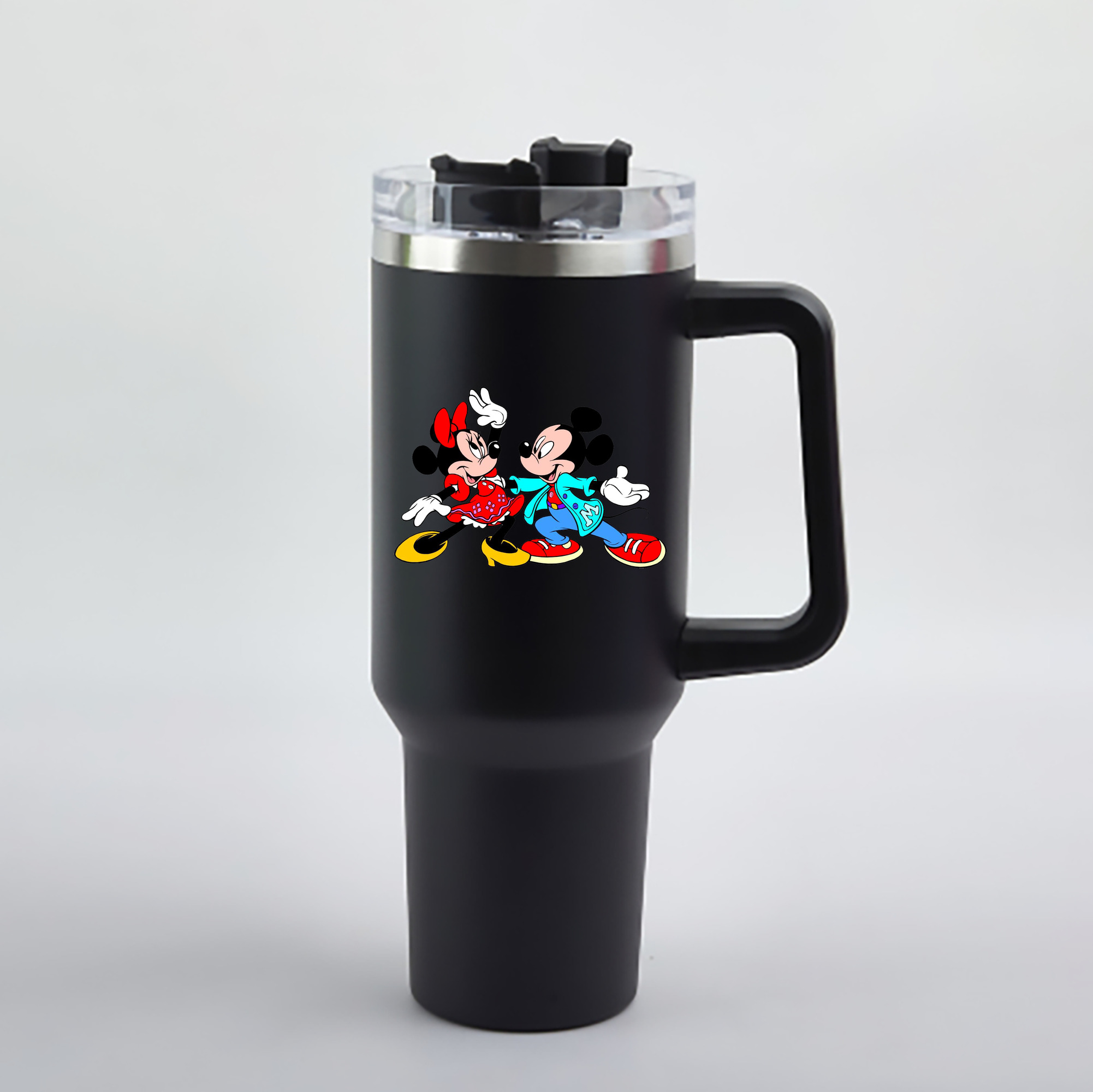 （画像用） ミッキーマウス Mickey Mouse 1200mL車用タンブラー - クリスタルステッカー（プラスチックストロー付き）
