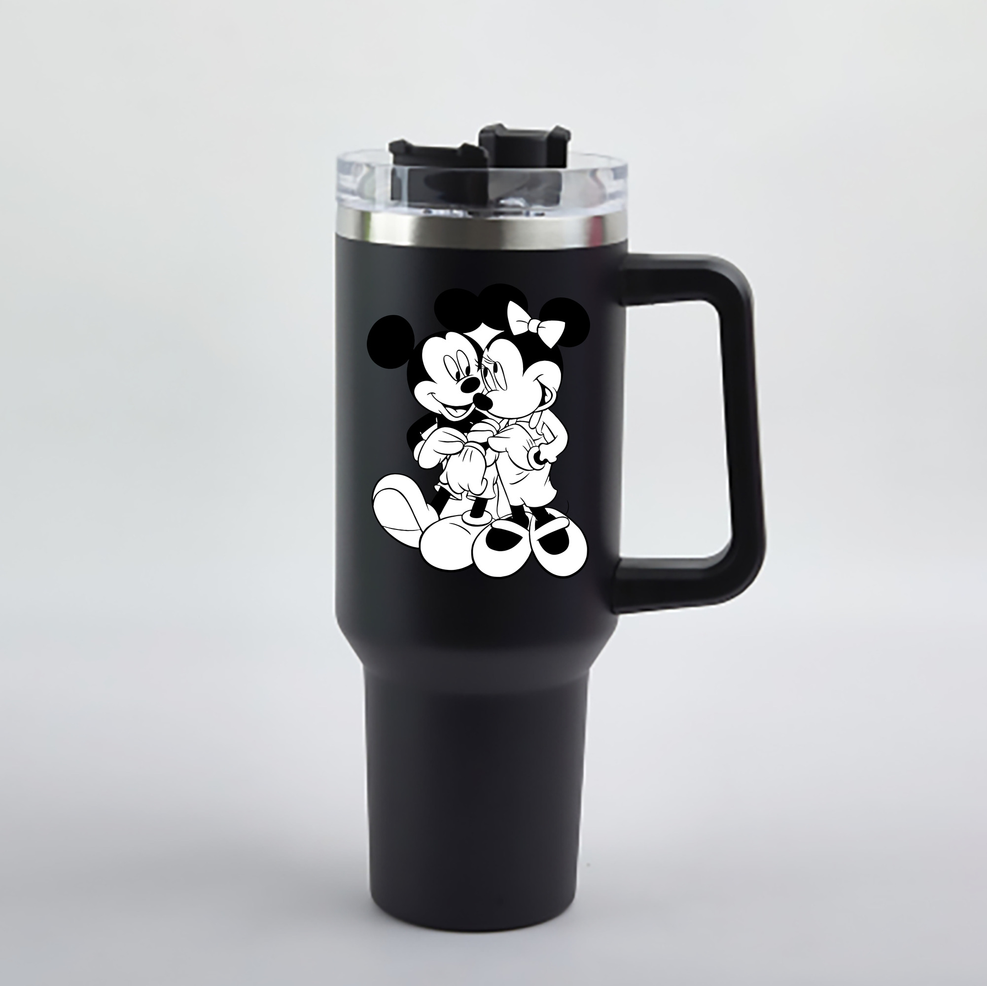 （画像用） ミッキーマウス Mickey Mouse 1200mL車用タンブラー - クリスタルステッカー（プラスチックストロー付き）