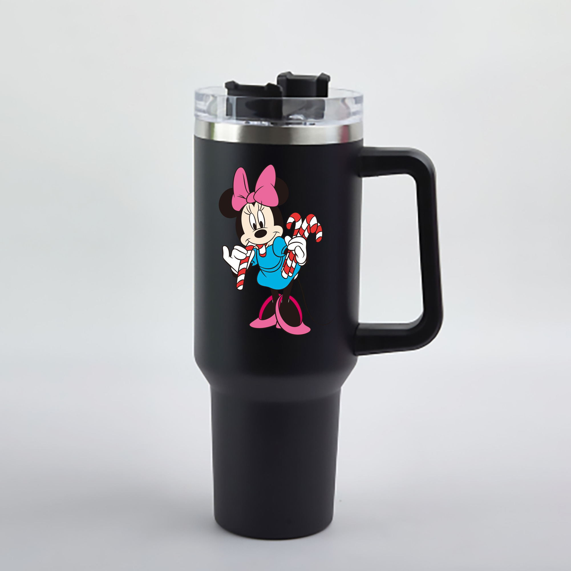 （画像用） ミッキーマウス Mickey Mouse 1200mL車用タンブラー - クリスタルステッカー（プラスチックストロー付き）