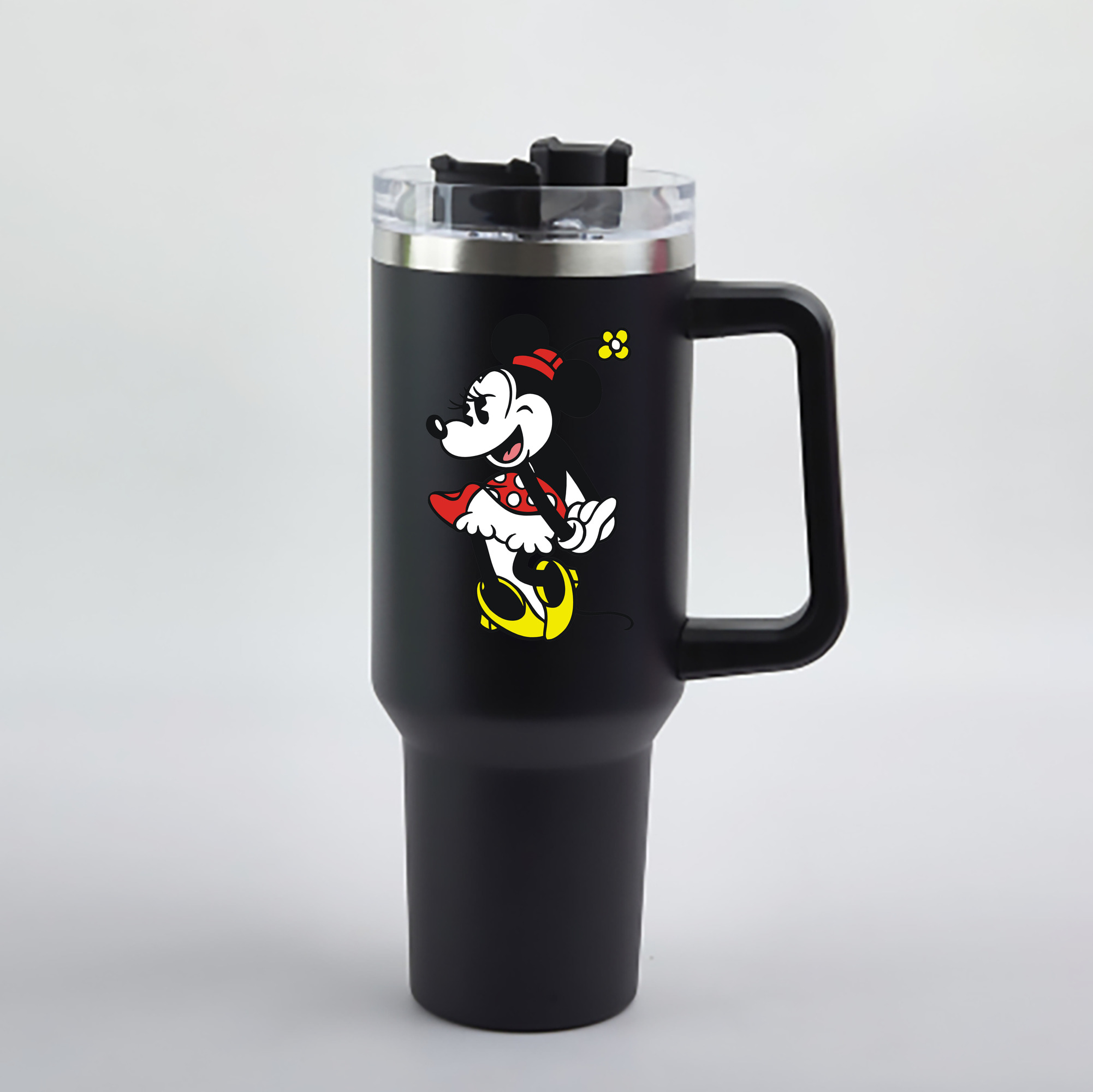 （画像用） ミッキーマウス Mickey Mouse 1200mL車用タンブラー - クリスタルステッカー（プラスチックストロー付き）