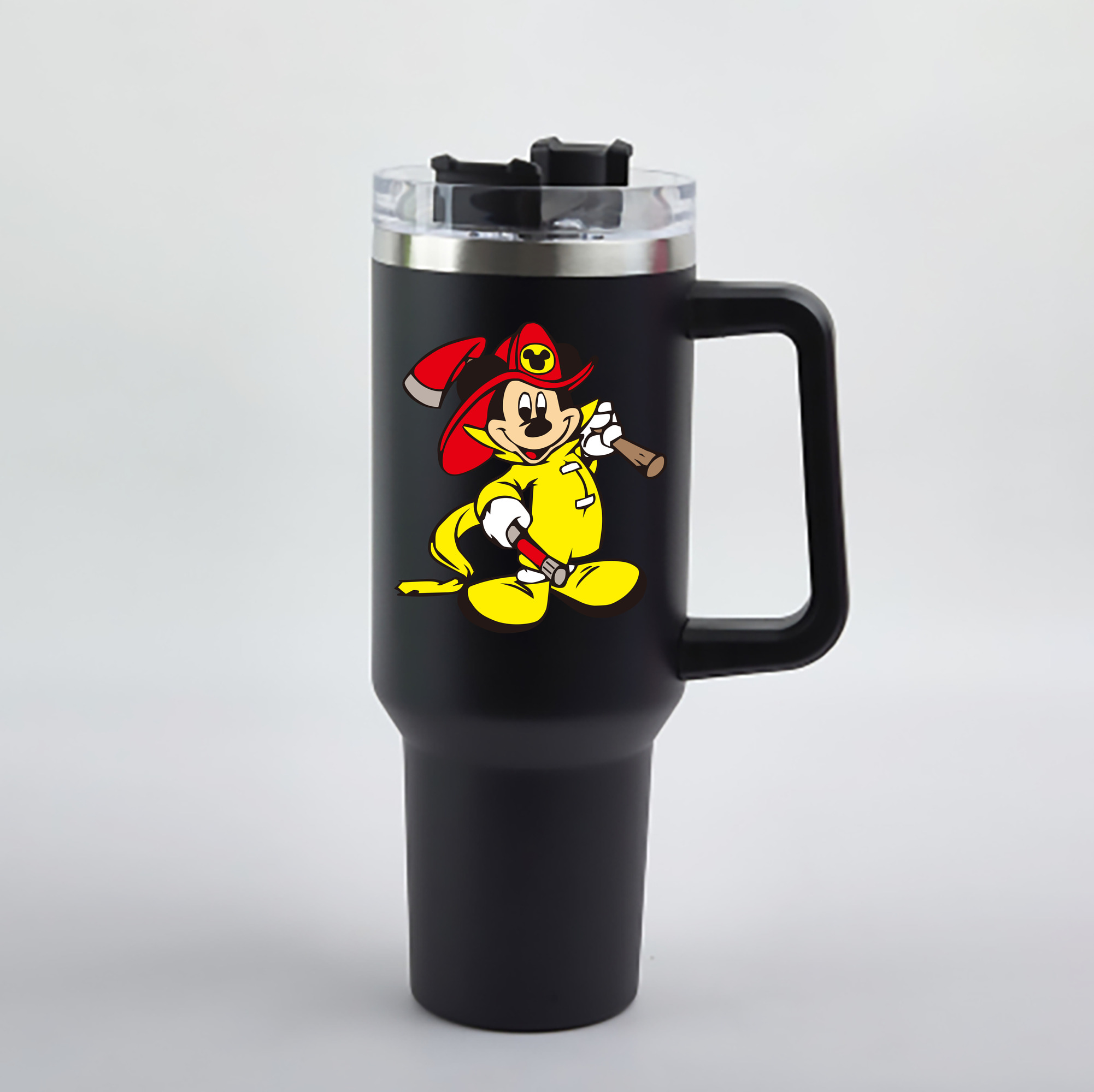 （画像用） ミッキーマウス Mickey Mouse 1200mL車用タンブラー - クリスタルステッカー（プラスチックストロー付き）