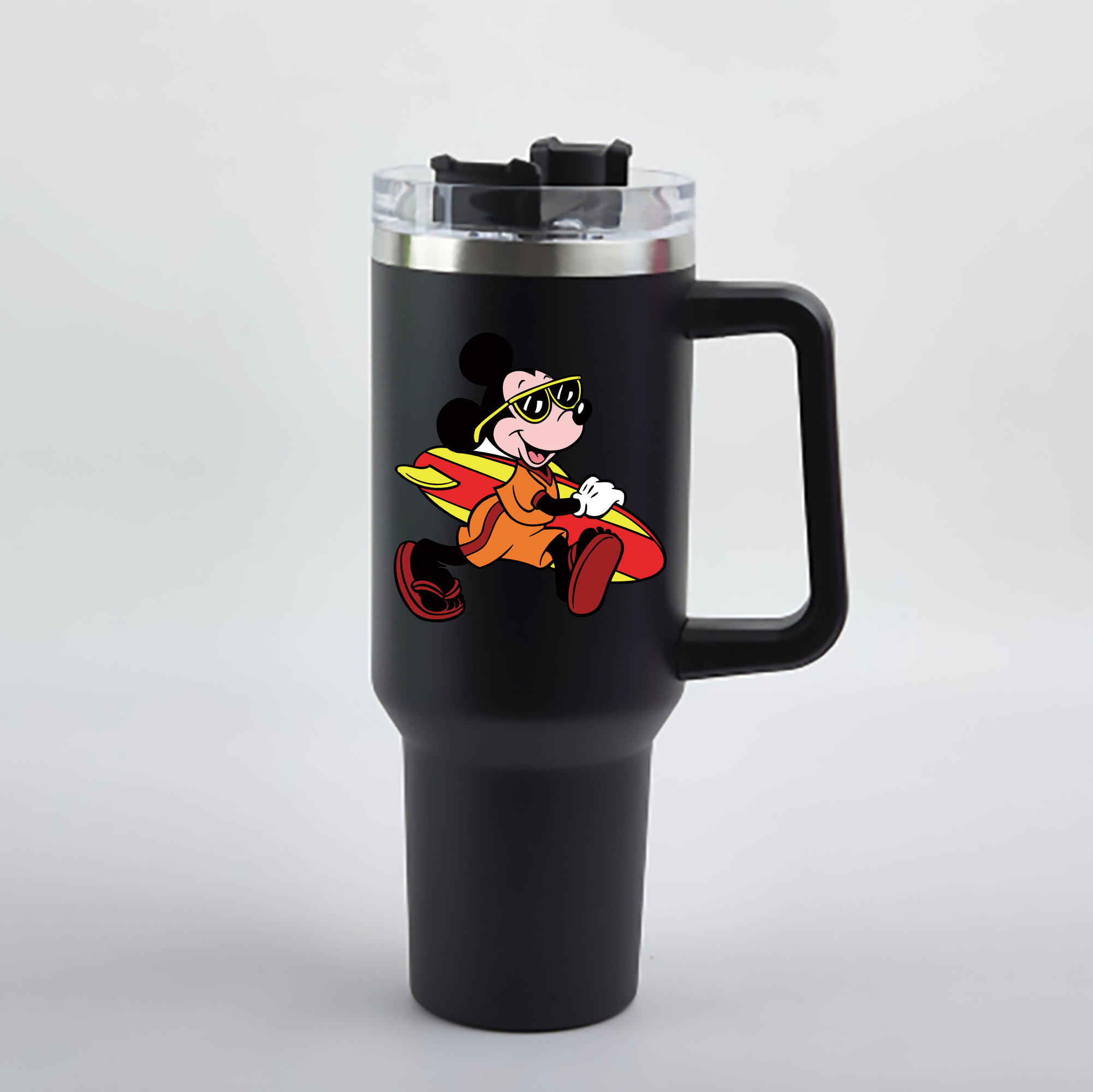 （画像用） ミッキーマウス Mickey Mouse 1200mL車用タンブラー - クリスタルステッカー（プラスチックストロー付き）