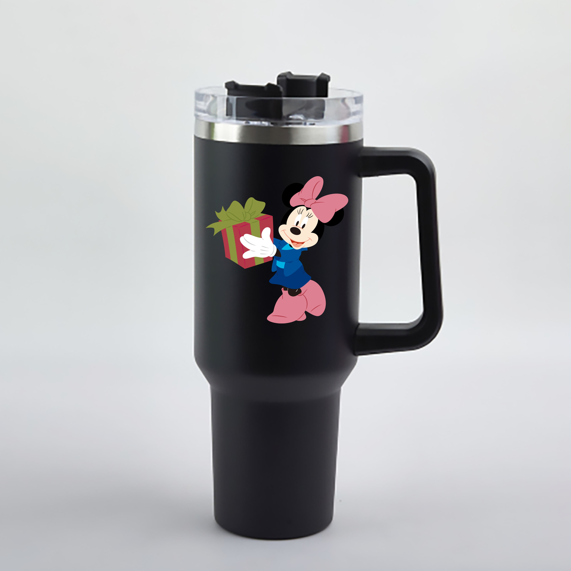 （画像用） ミッキーマウス Mickey Mouse 1200mL車用タンブラー - クリスタルステッカー（プラスチックストロー付き）