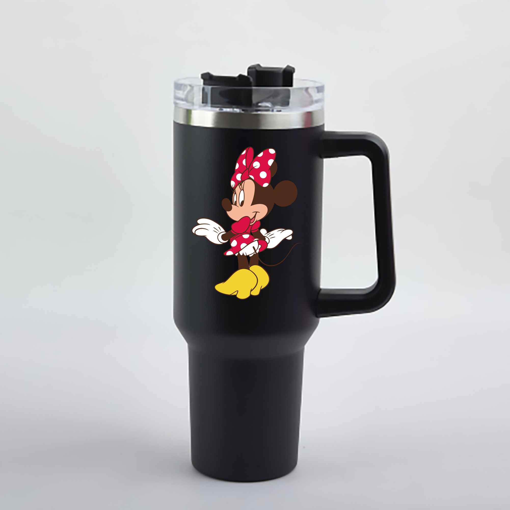（画像用） ミッキーマウス Mickey Mouse 1200mL車用タンブラー - クリスタルステッカー（プラスチックストロー付き）