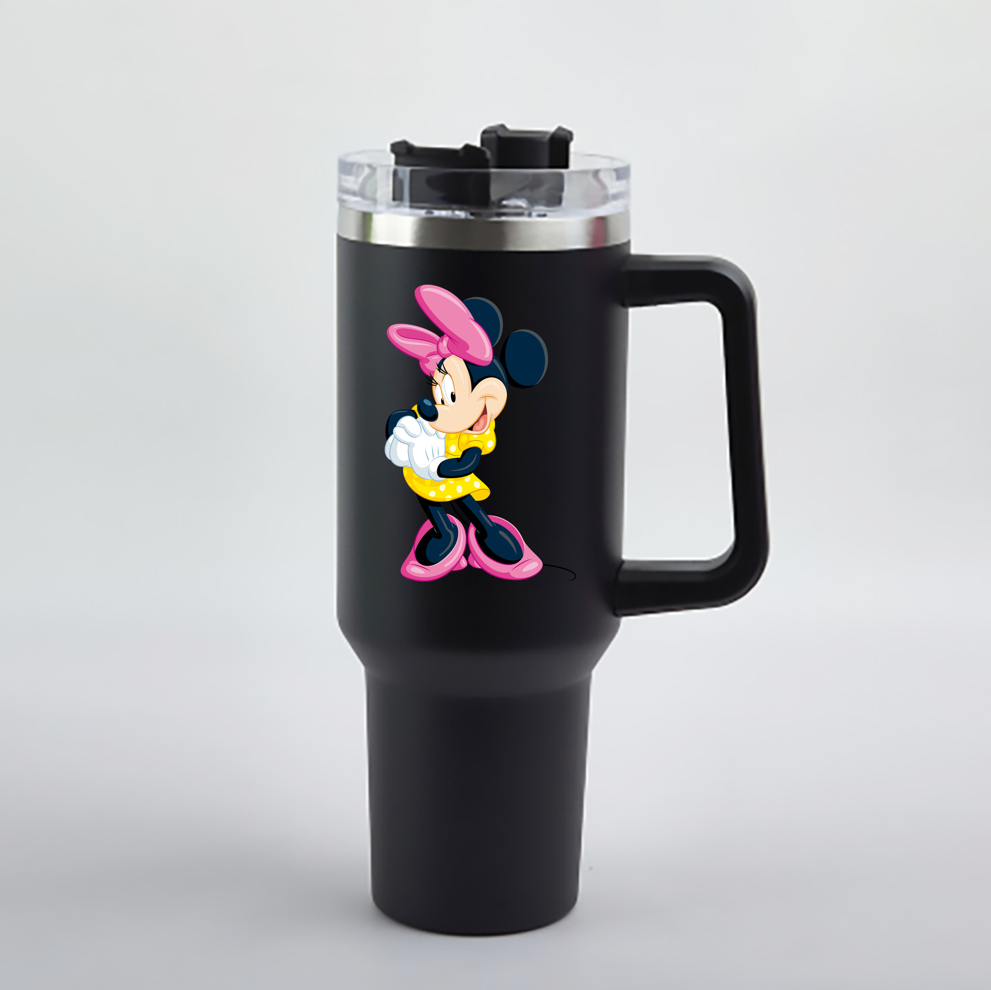 （画像用） ミッキーマウス Mickey Mouse 1200mL車用タンブラー - クリスタルステッカー（プラスチックストロー付き）