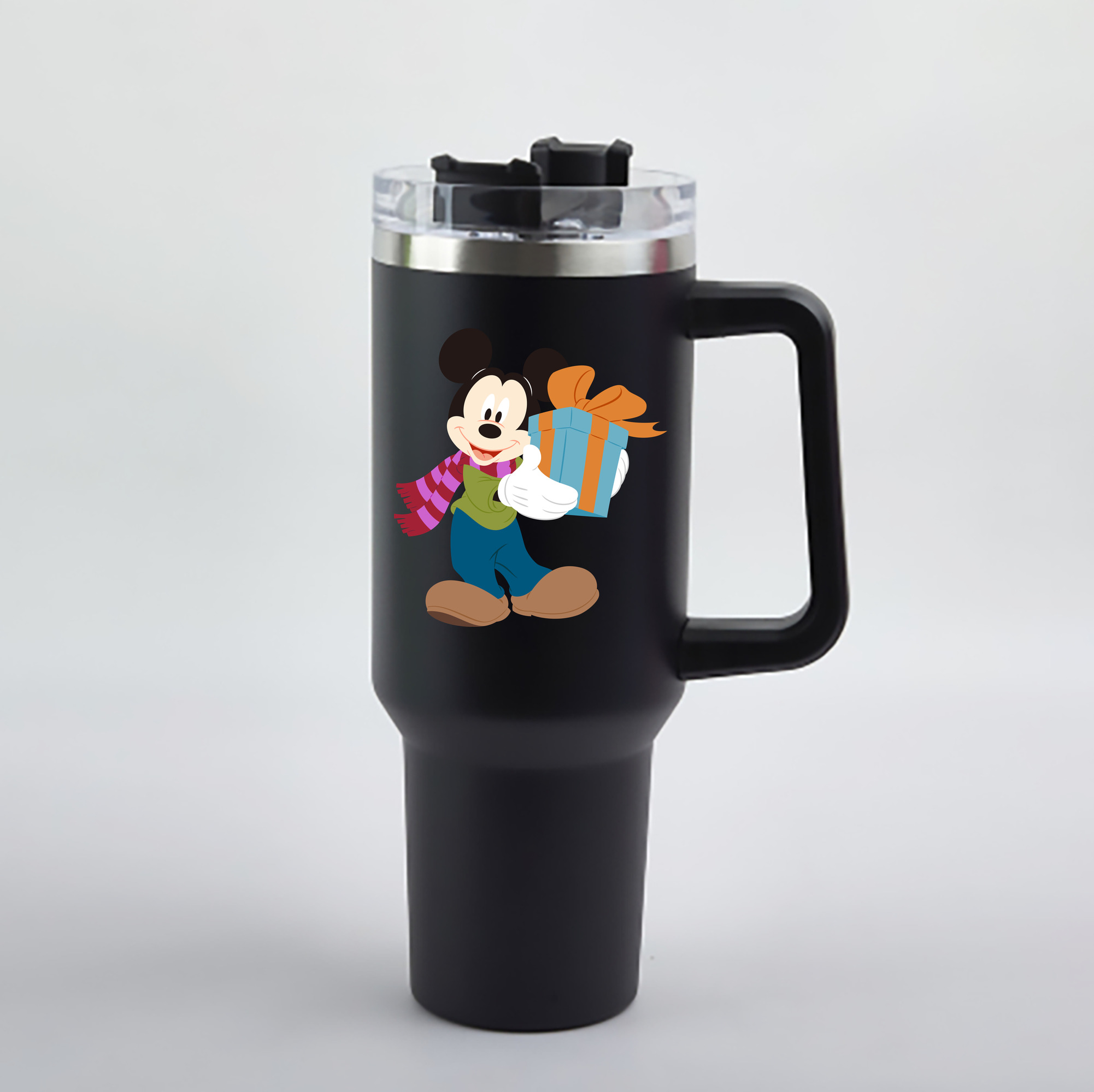 （画像用） ミッキーマウス Mickey Mouse 1200mL車用タンブラー - クリスタルステッカー（プラスチックストロー付き）